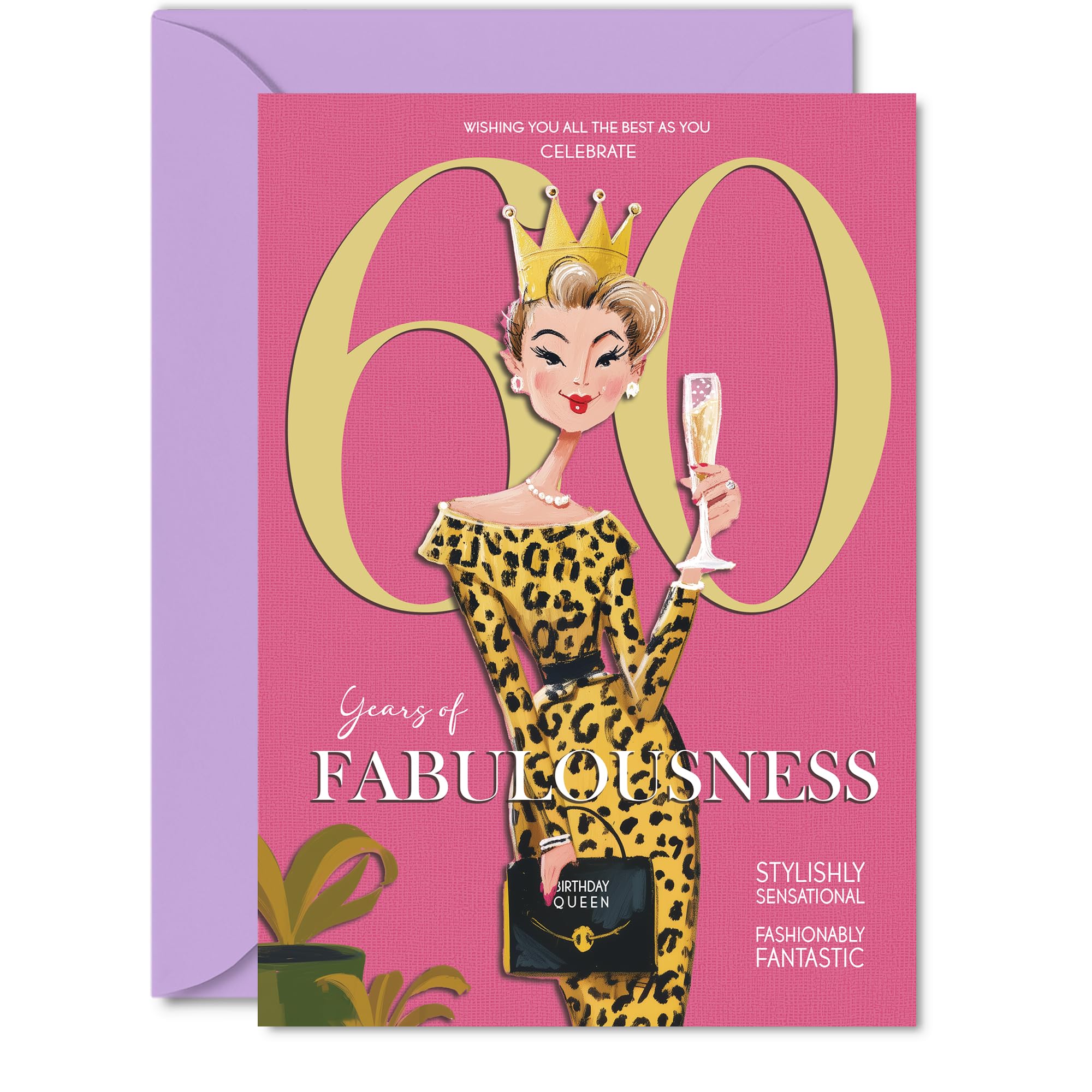 60th Birthday Cards for Women - Years Of Fabulousness - Happy Birthday Card for 60 Year Old Woman Sister Nanny Neighbour Nan, 5x7 Inch Bday Greeting Cards