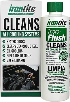 Irontite Thoro-Flush Coolant System Cleaner - Removes Rust, Scale, Oil, Sludge & Gelled Dex-Cool - 16oz Powder - Cleans Cooling Systems, Restores Coolant Flow, Safe for Cast Iron, Aluminum & Plastic