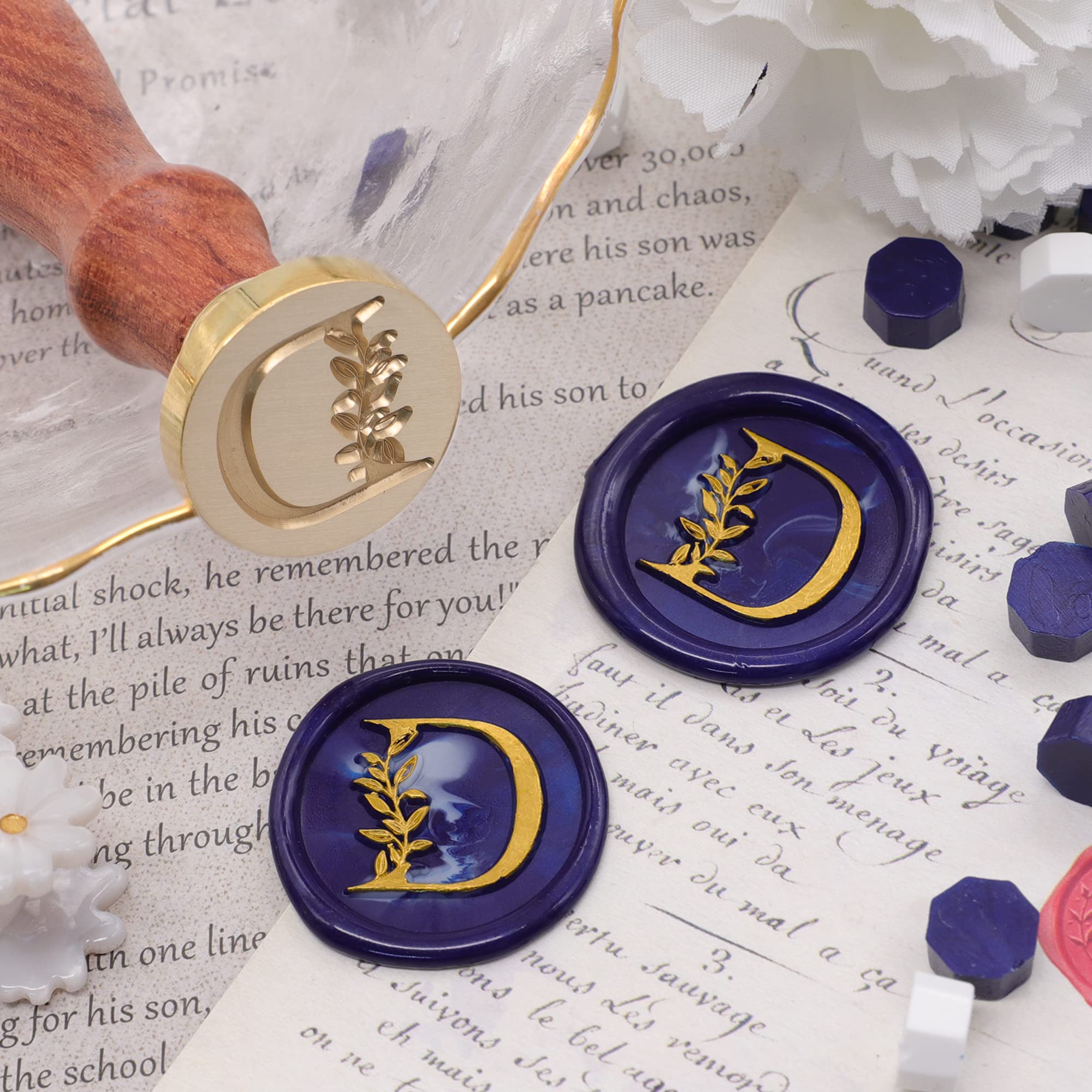 CRASPIRE Initial Alphabet E Wax Seal Stap Vintage Botanical Leaves