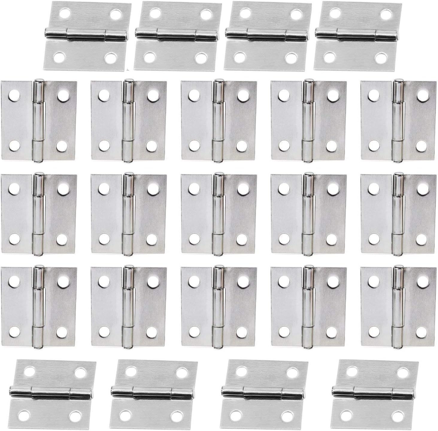 50PCS 1Inch Folding Butt Hinges Mini Small Hinges Stainless Steel Home Furniture Hardware Cabinet Hinges with 200PCS Screws