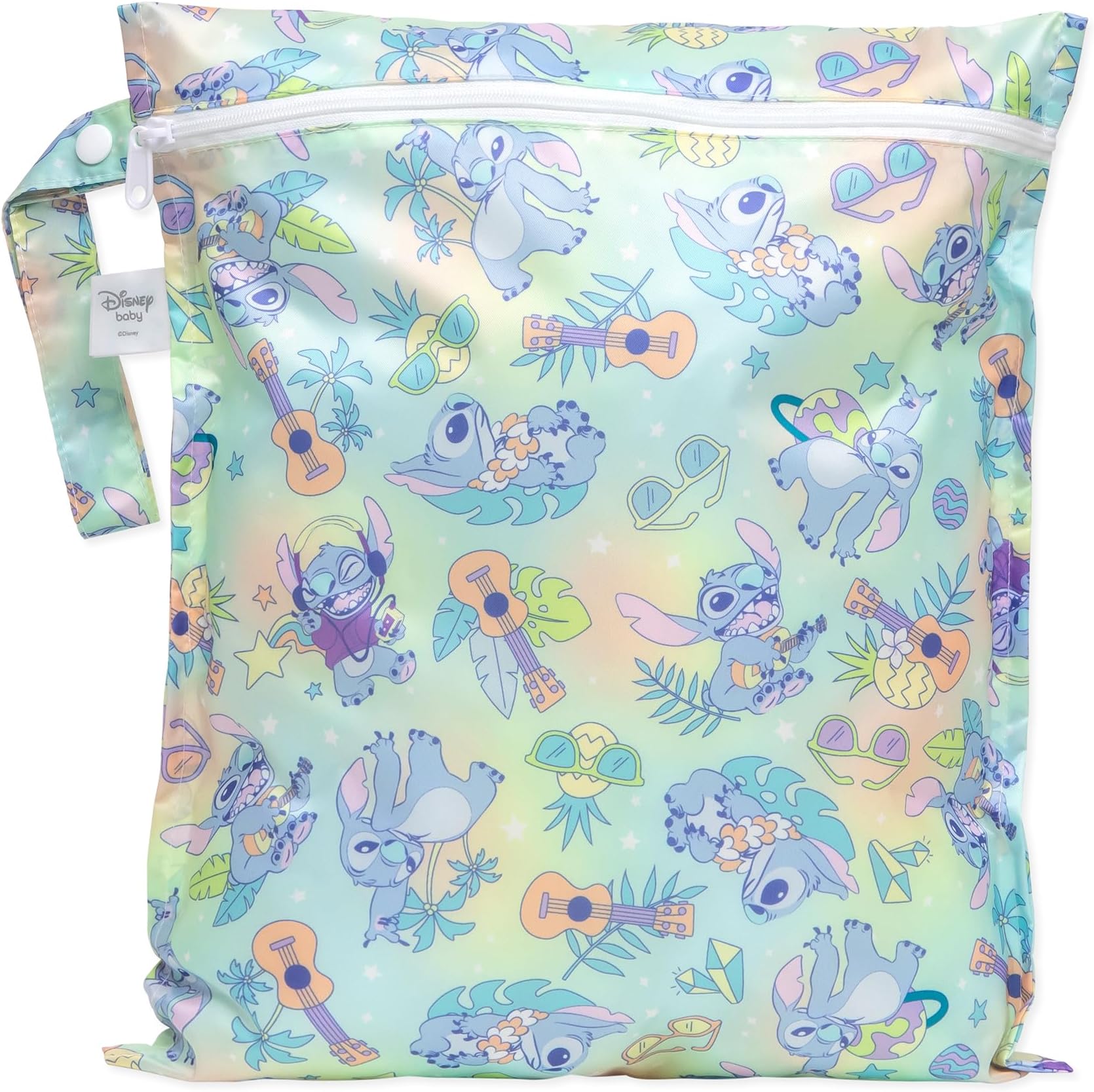 Disney Aloha Stitch Waterproof Wet Bag for Baby, Travel, Swim Suit, Cloth Diapers, Pump Parts, Pool, Beach, Gym Clothes, Toiletry