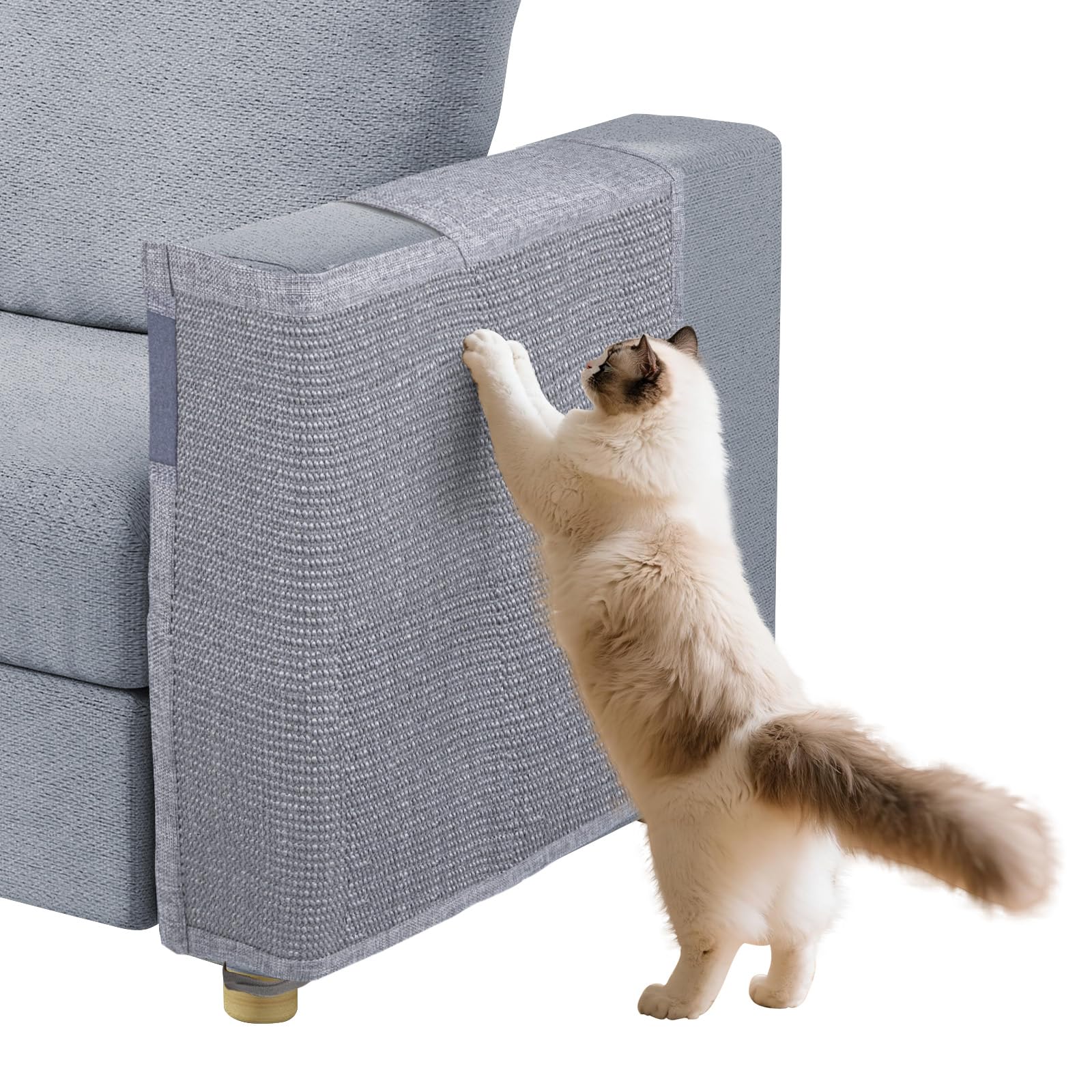Cat Scratch Couch Protector with Natural Sisal for Protecting Couch Sofa Chair Furniture 23.6" L*19.7" W(Smoke Gray, Left Hand) — image 1