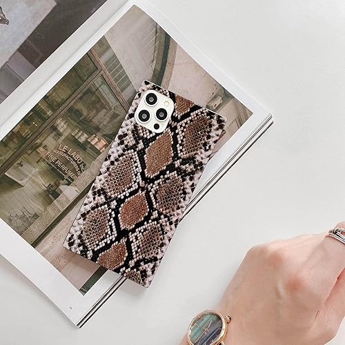 Miniatura 4 de Funda para teléfono con estampado de pitón cuadrado compatible con iPhone 15 Pro Max 2023, piel de serpiente de lujo, elegante, brillante, elegante,