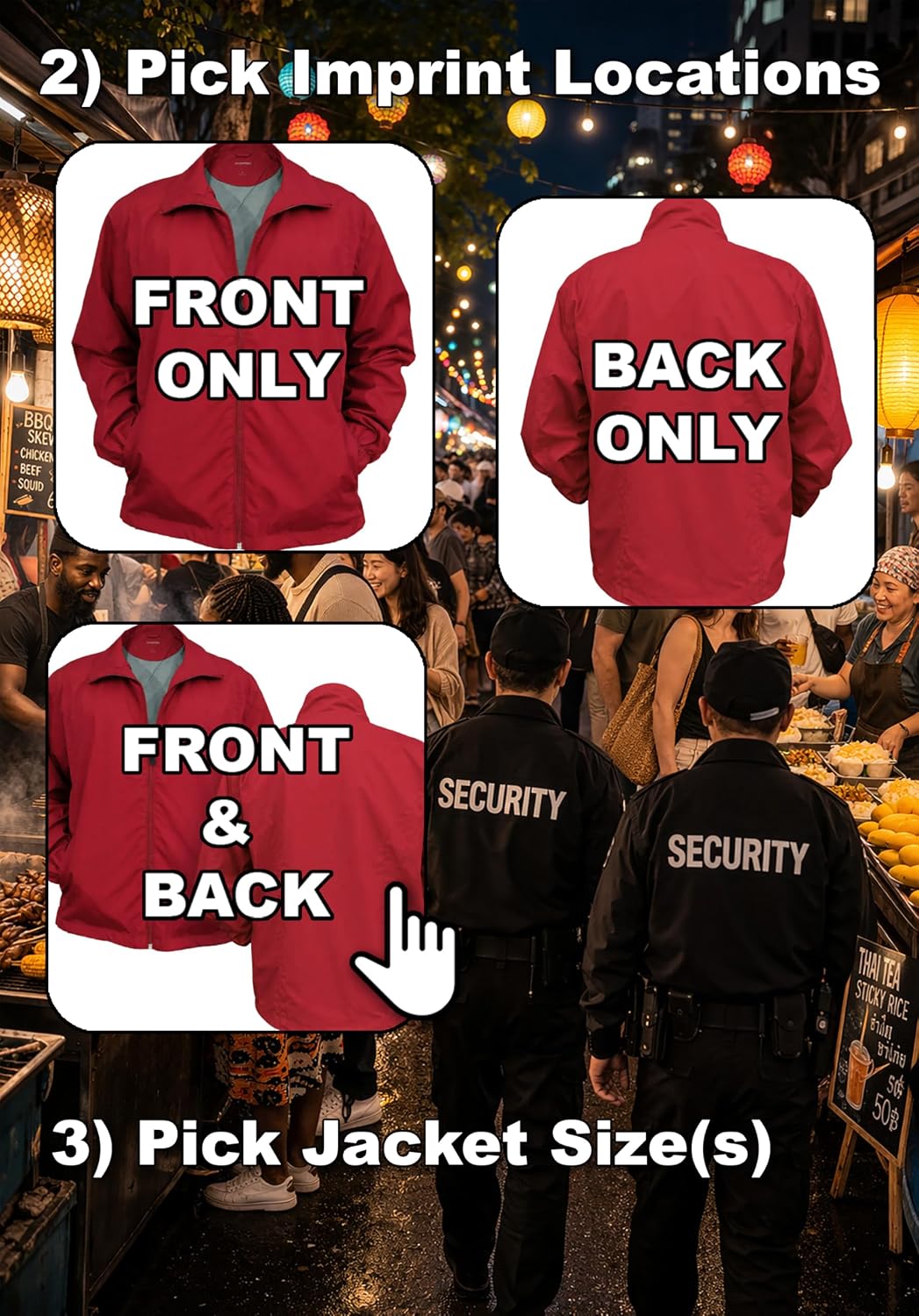 Smart People Clothing Customized Jackets in various designs with all Reflective decorations, your image & text.