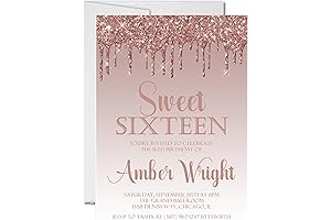 Personalized Pink and Rose Gold Sweet 16 Invitations