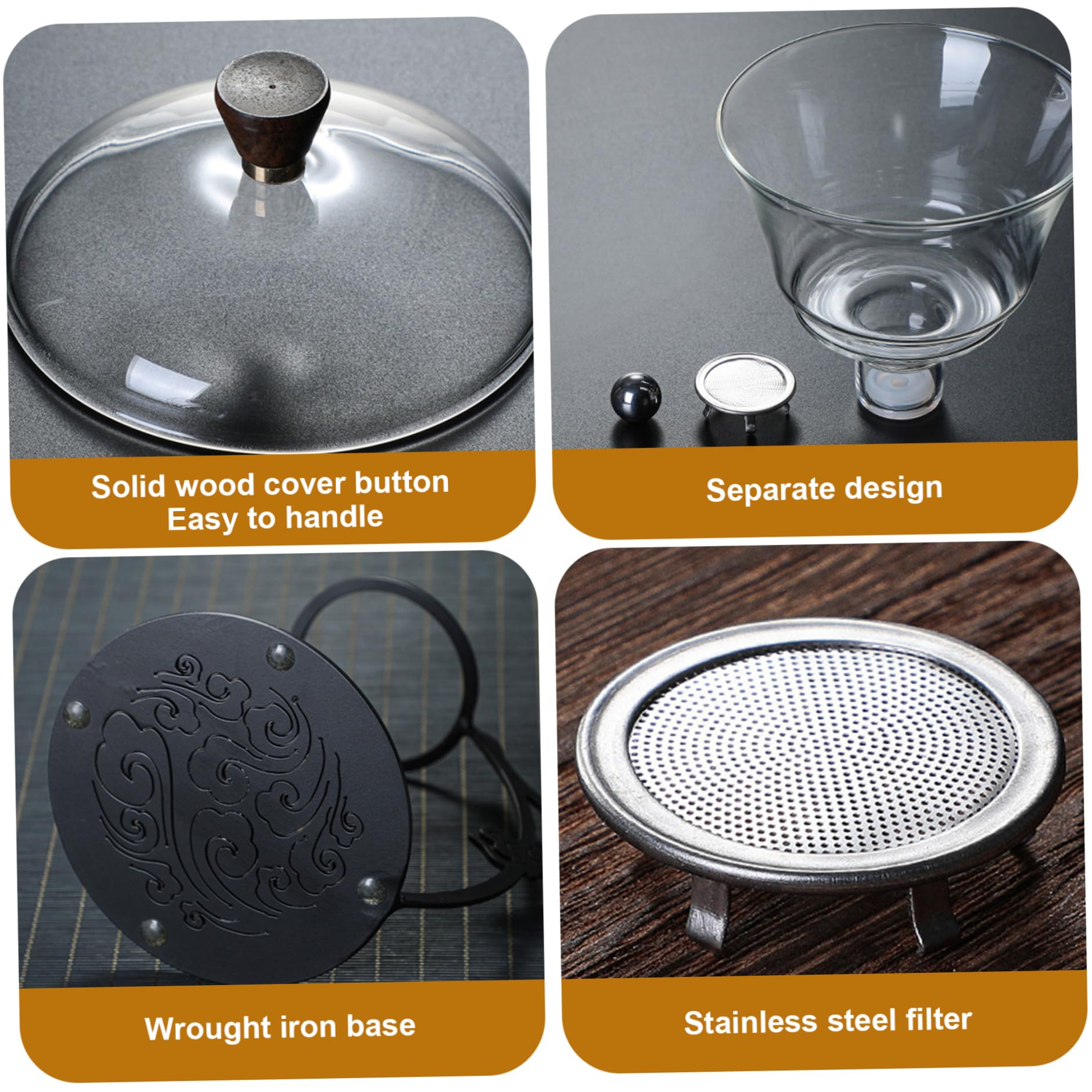 Tetera de vidrio semi automático, tetera magnética resistente al calor con filtro de acero inoxidable y mango anti-escaladrado, juego de té semiautomático de Kungfu.