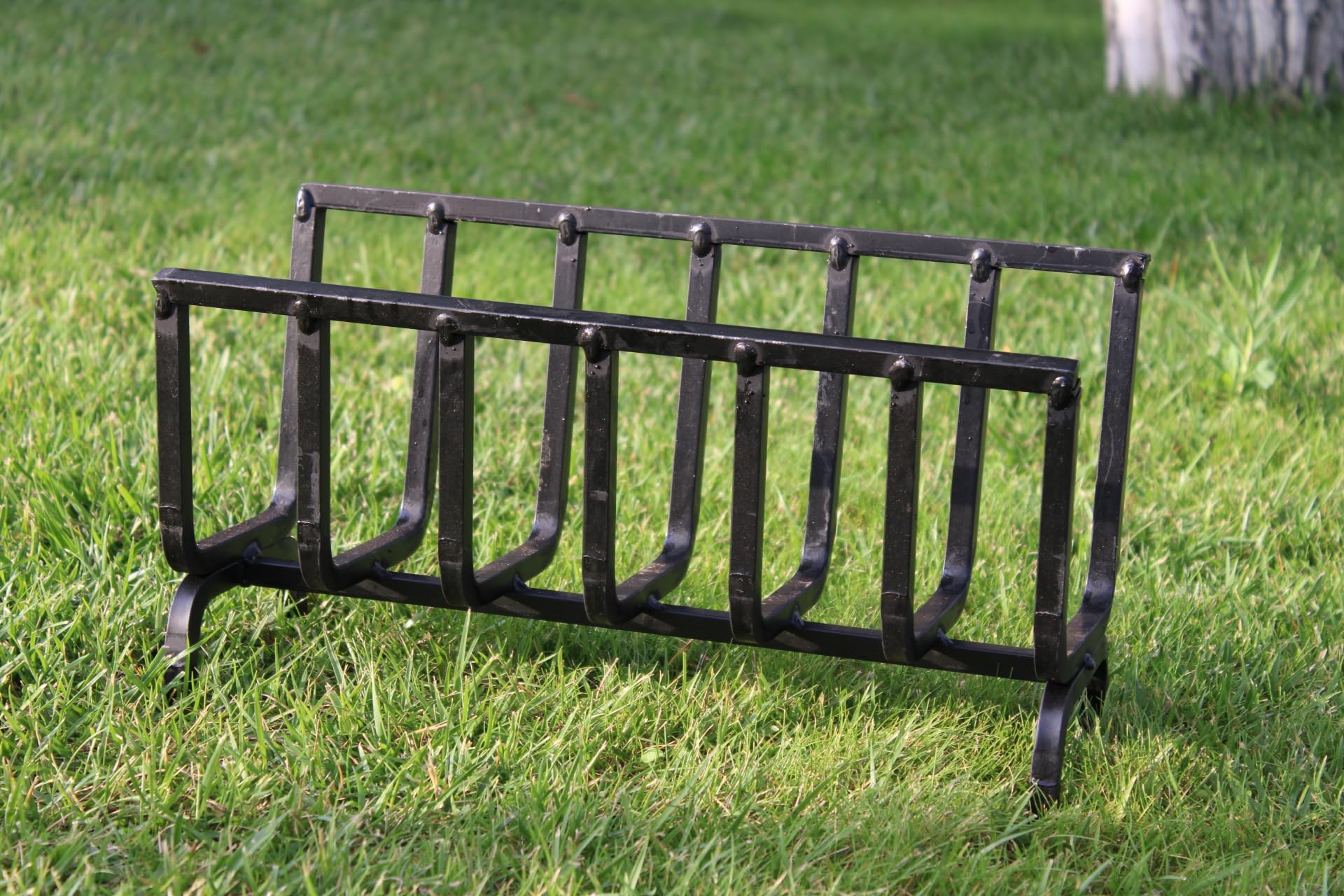 Porta Legna brucia legna in Ferro per Camino e Barbecue, Braciere Brucia Legna, Nero (Nero, 48x21 cm)