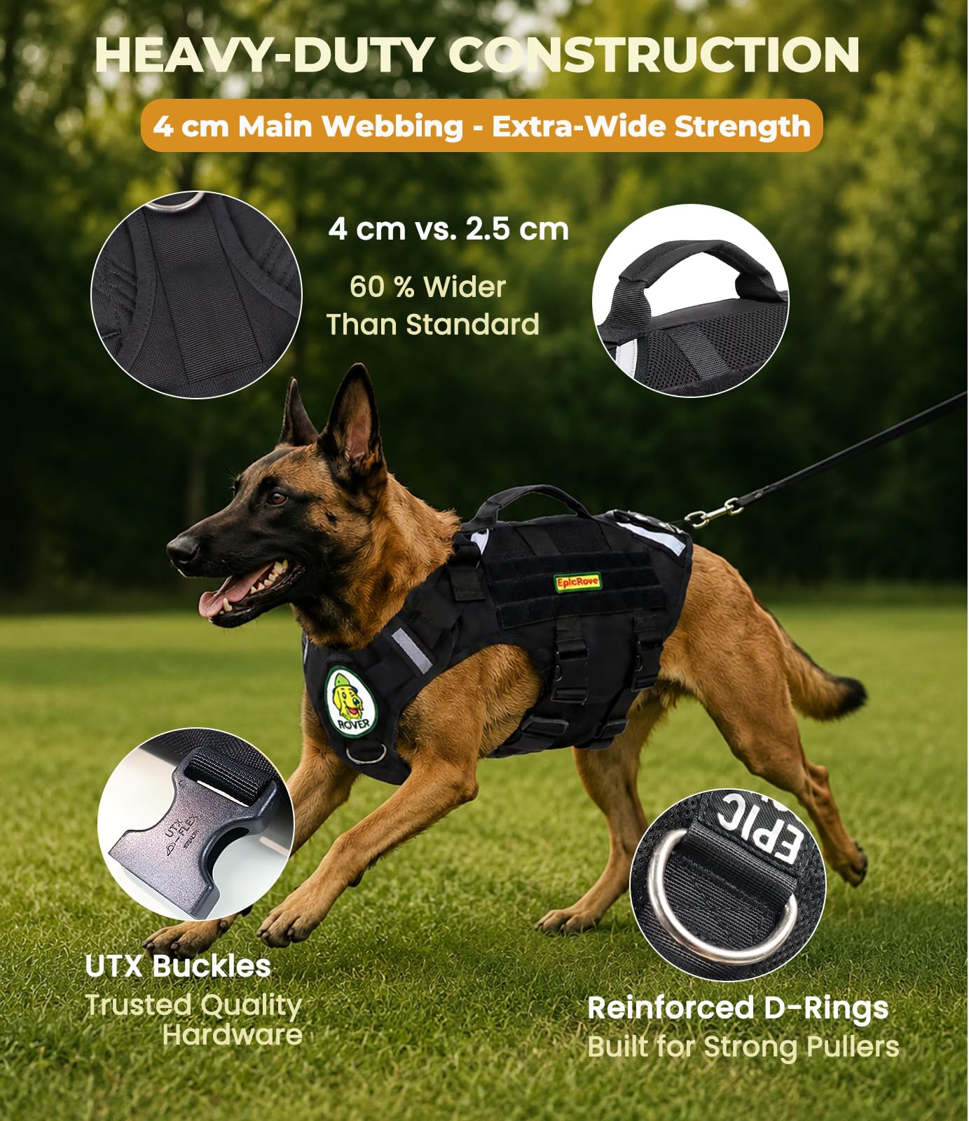 Arnés para Perros medianos y Grandes – Modelo RoveVest Air, Ligero y Transpirable, Ajustable, Ideal para Paseos, Senderismo y Aventuras al Aire Libre