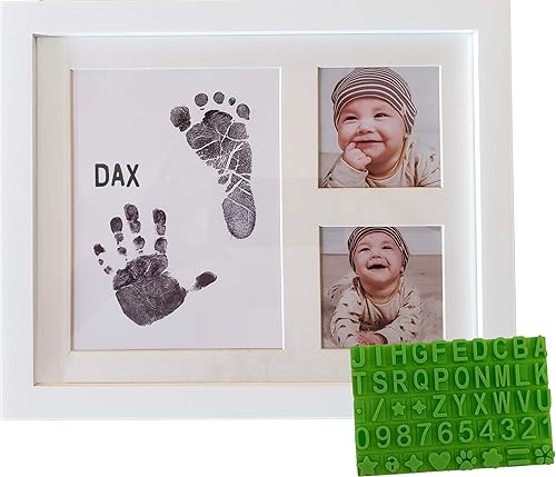 Kit de huellas y manos de tinta para bebé, sello de almohadilla de tinta segura, papel, marco y plantilla para baby shower, registro, recién nacido,