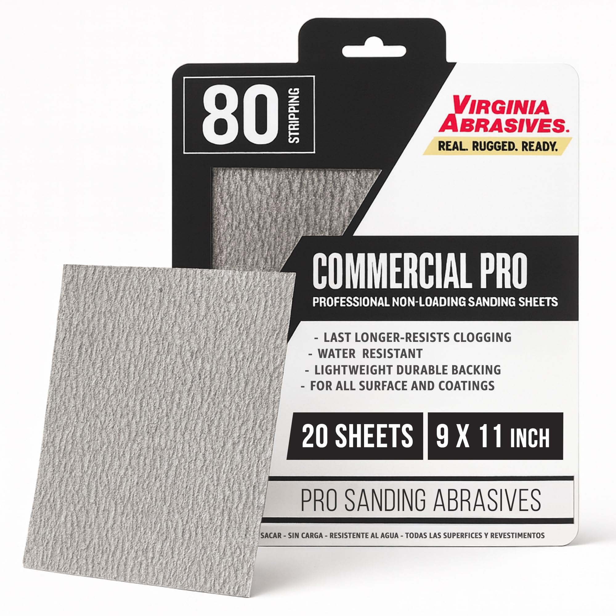 Virginia Abrasives Sandpaper Sheets, Commercial Pro, Wet Dry Sanding Sheets for Wood, Metal, Paint & Coatings, Lightweight Durable Backing, Premium,