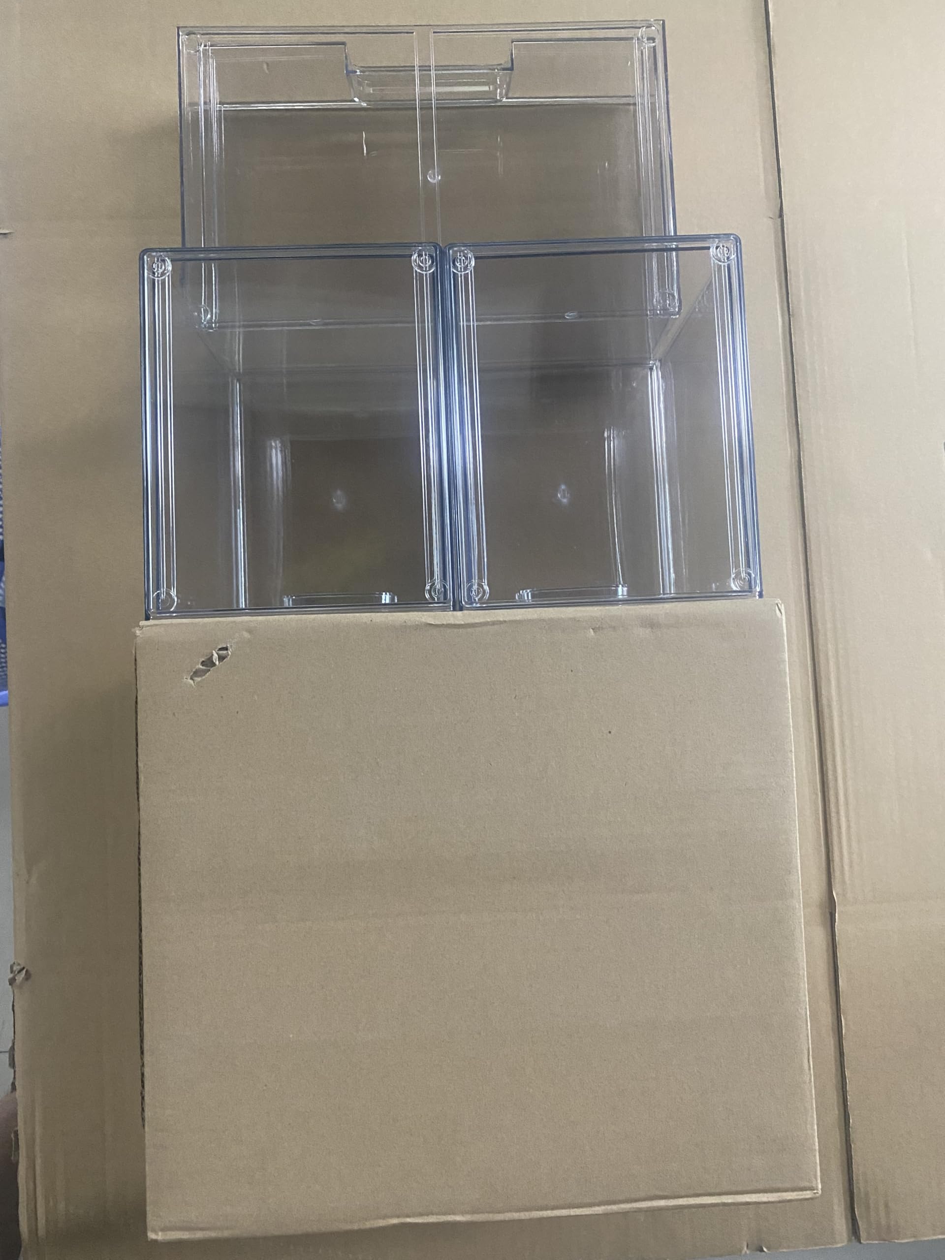 Grandi cassetti impilabili, organizer per trucchi in plastica trasparente con cassetto estraibile per sotto il lavandino, dispensa, bagno, cucina e ufficio