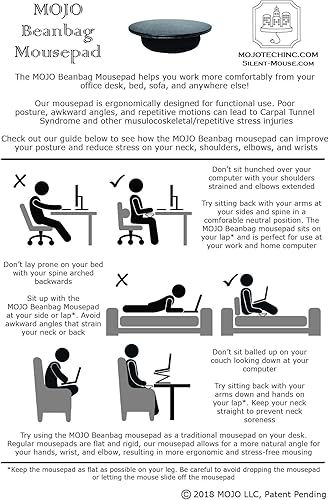 Miniatura 2 de MOJO - Alfombrilla ergonómica para mouse Beanbag, cómoda para sofá, cama, regazo, sofá y cualquier otro lugar (cuero negro)