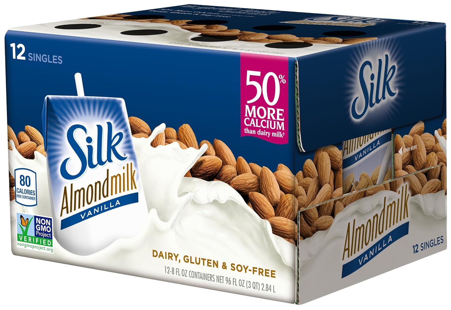Silk Almond Milk, Vanilla, 8 Ounce (Pack of 12