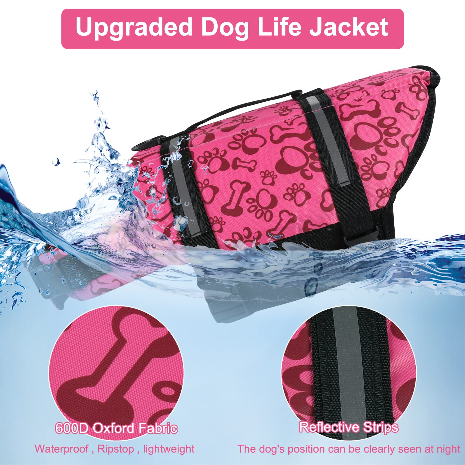HAOCOO Dog Life Jacket Vest Saver Safety Swimsuit Preserver with