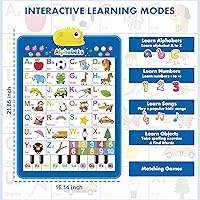 Vista 7 de Richgv Póster interactivo de aprendizaje ABC para niños pequeños. Gráfico de pared del alfabeto parlante con 5 modos de aprendizaje. Juguetes