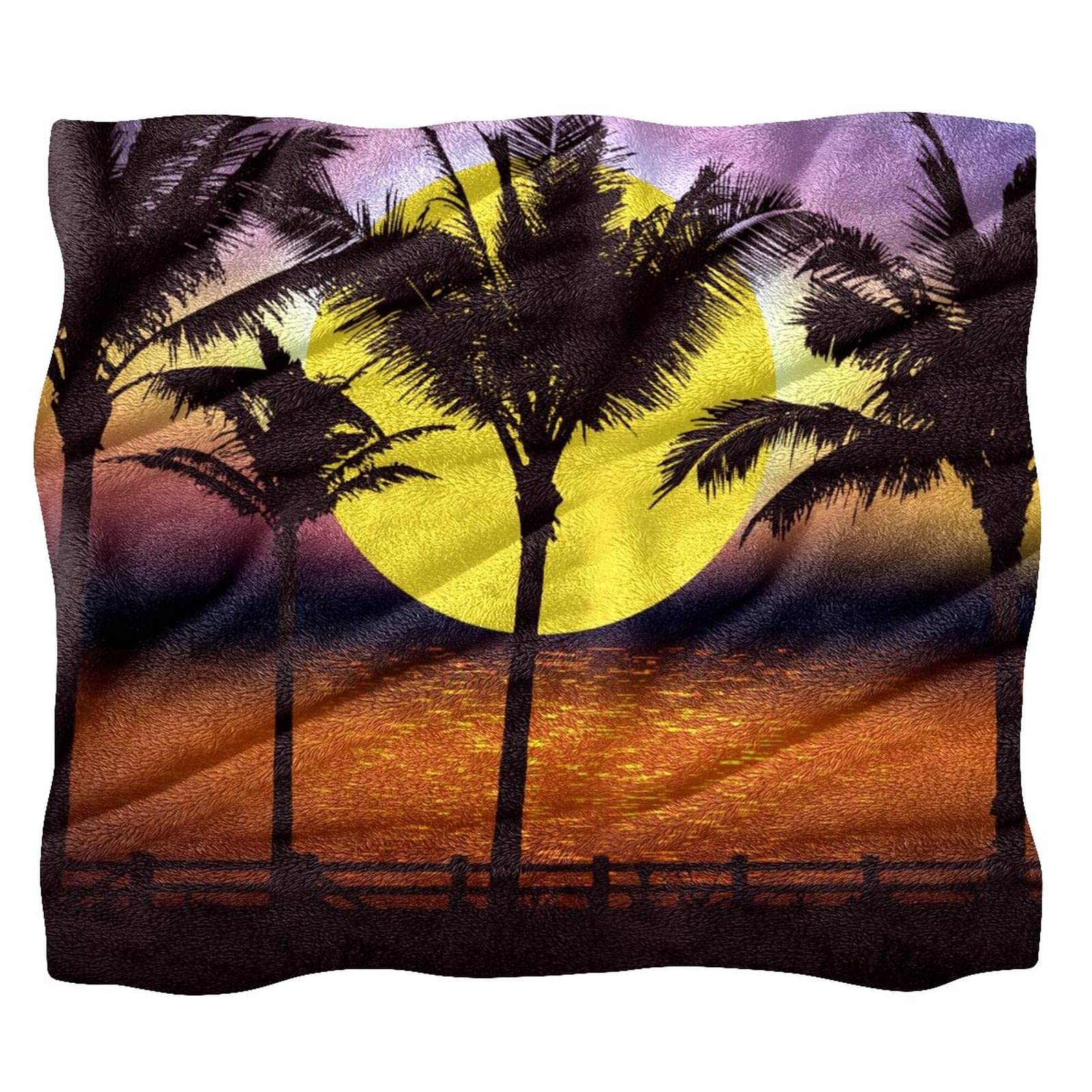 Couverture polaire coucher de soleil pour lit et canapé