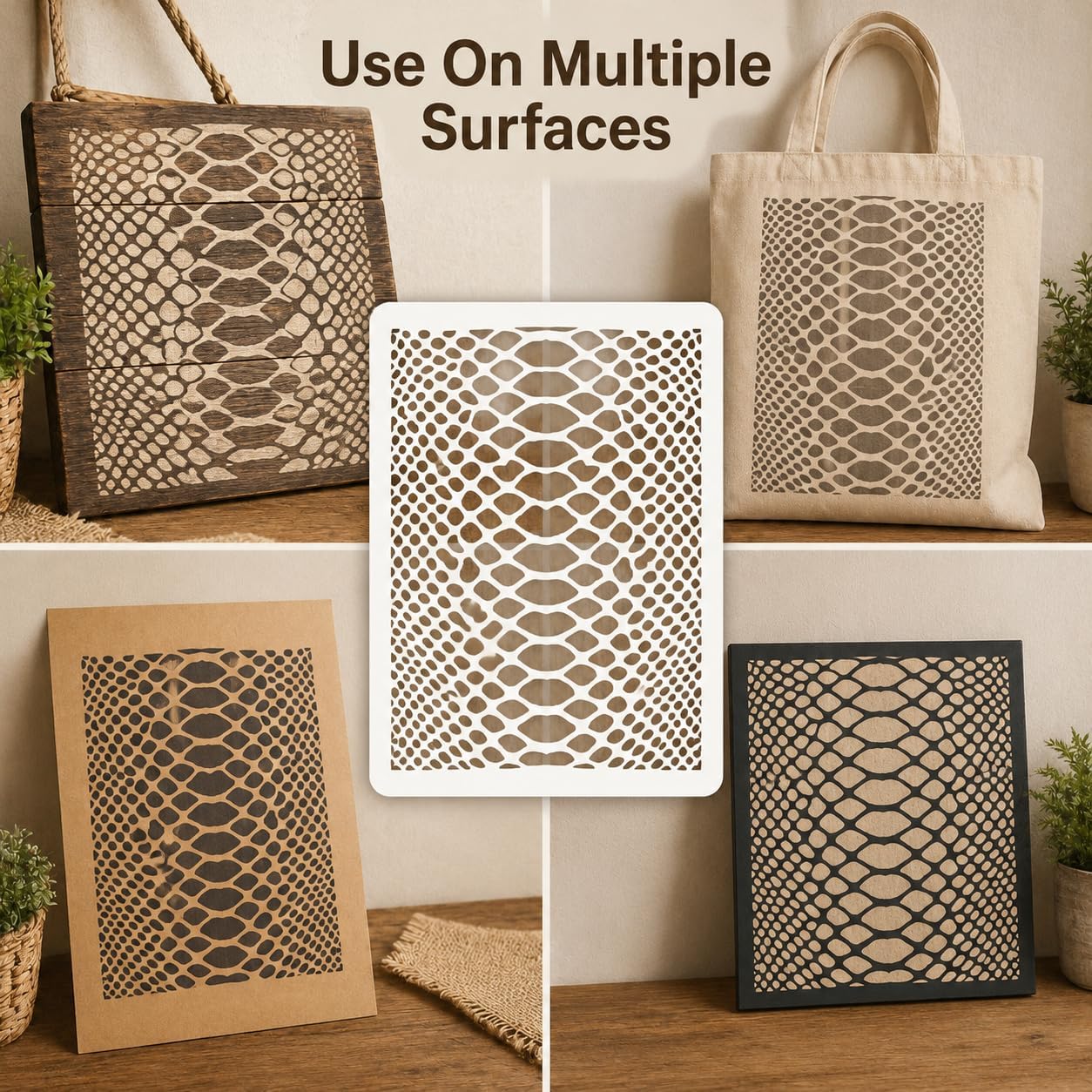 7x9 Inch Snake Skin Stencil Reusable Vinyl Reptile Scale Camo Pattern