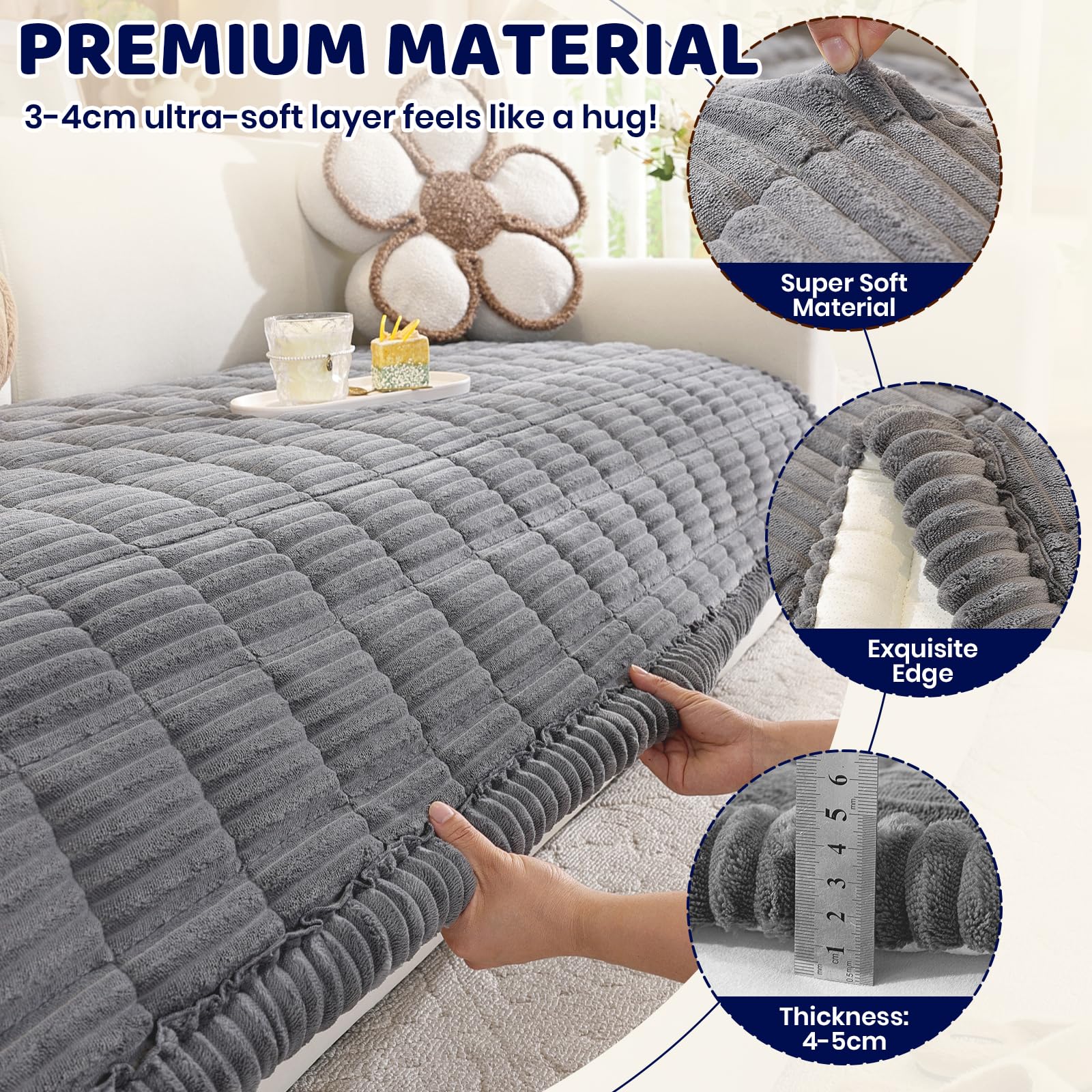 Royhom Pet Sofa Arm Cover Washable, Soft Thick Sofa Arm Protector Covers - Image 4
