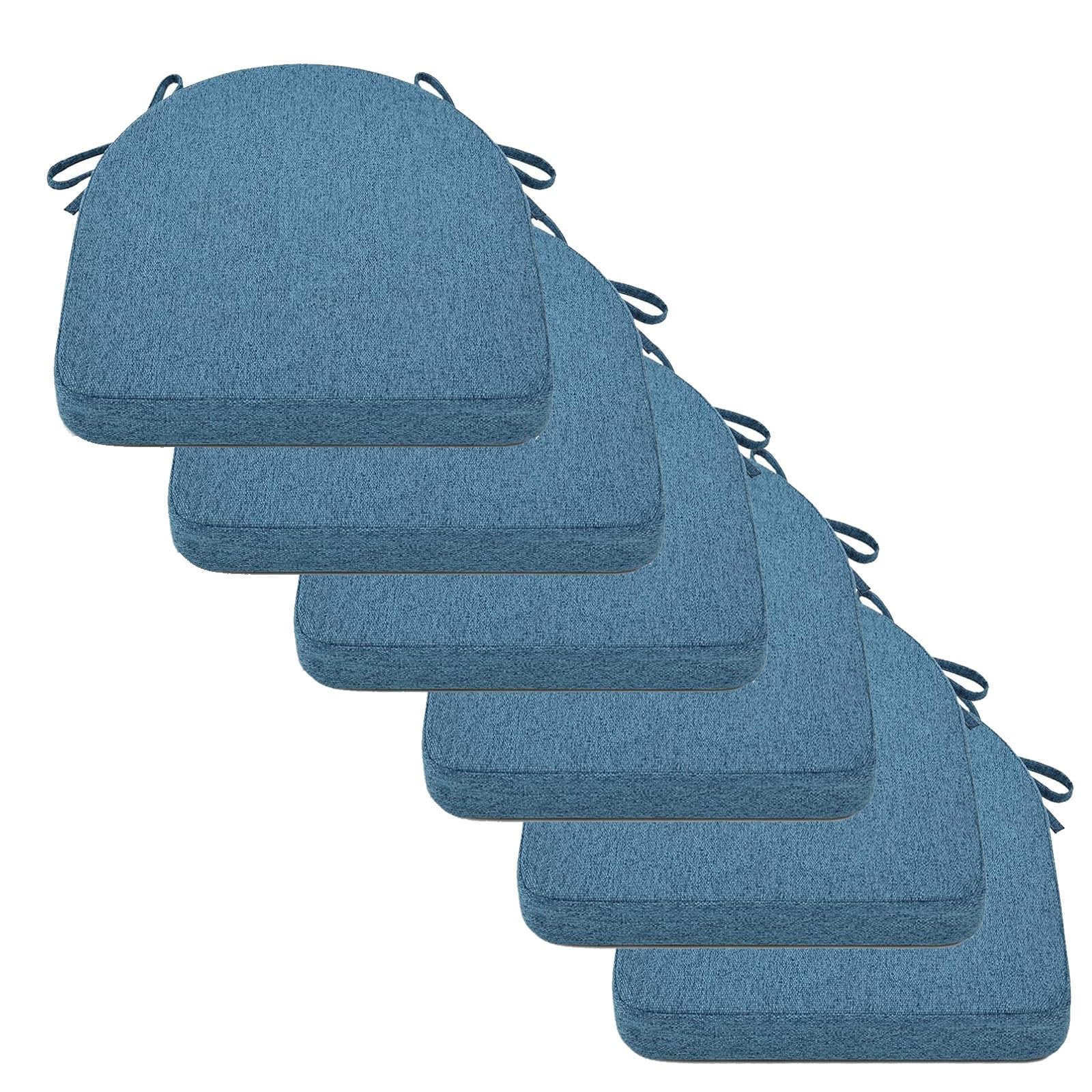 Coussin de chaise lavable en forme de trapeze bleu 50 x 50 x 5 cm lot de 6