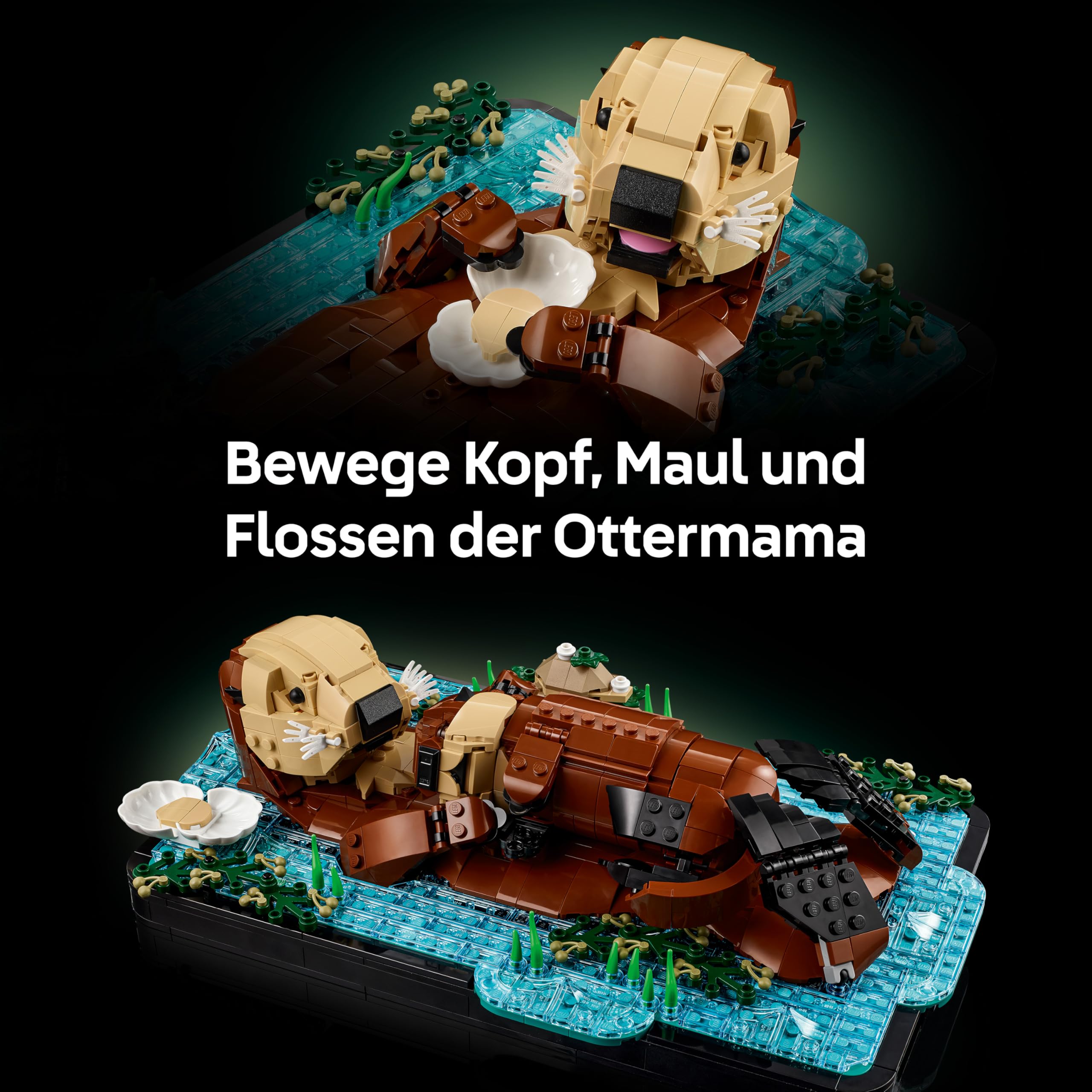 LEGO Ideas Schwimmende Otter - Modellbau für Erwachsene - 3D Puzzle mit Seeotter Figuren (Mutter & Jungtier) - DIY Deko für Regal oder Wohnraum - Geschenkidee für Kunst- & Bastelfans - 21366
