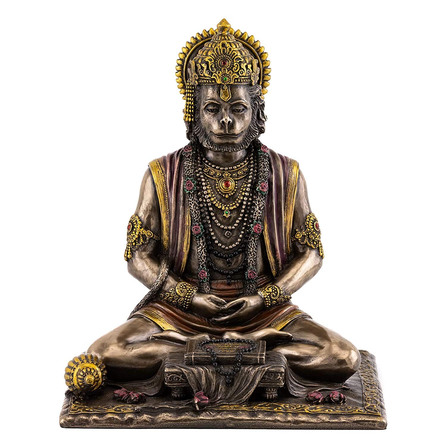 Sri Krishna Culture- Large Sitting Hanuman Ji Jupa (Antique Finish)-Hindu God and Goddess Idol/Statue/Murti/Figurine(8.5")-Polyster Resin-Multicolour
