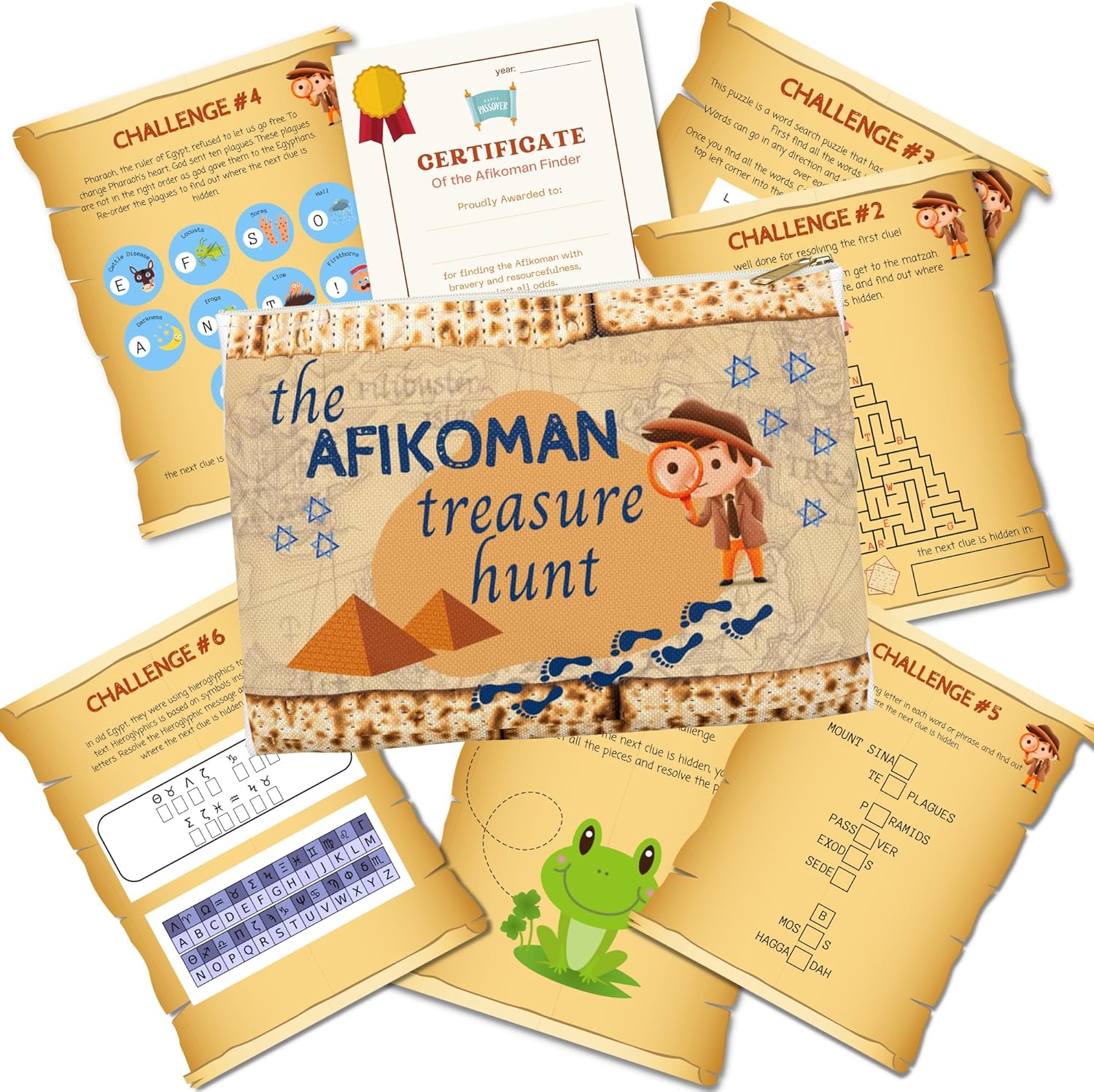 Passover Treasure Hunt Kit- Afikoman Bag with Treasure Hunt Game
