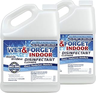 Wet & Forget Indoor Mold + Mildew Disinfectant Cleaner, 1 Gallon 2-Pack