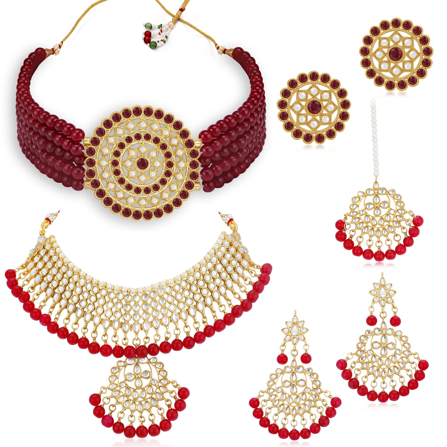 Sukkhi Pleasing Gold Plated Combo Necklace Set for Women (CBNS100948)
