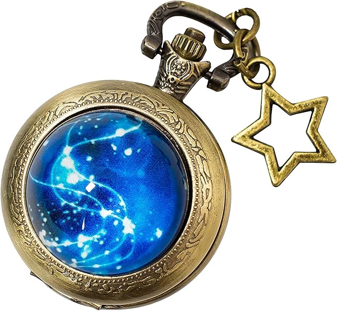 Amazon リトルマジック 蓄光 星空 懐中時計 レディース 正規品 アンティーク ネックレス 星 時計 アクセサリー ナースウォッチ 宇宙 夜光 Lm1070 懐中時計 腕時計 通販