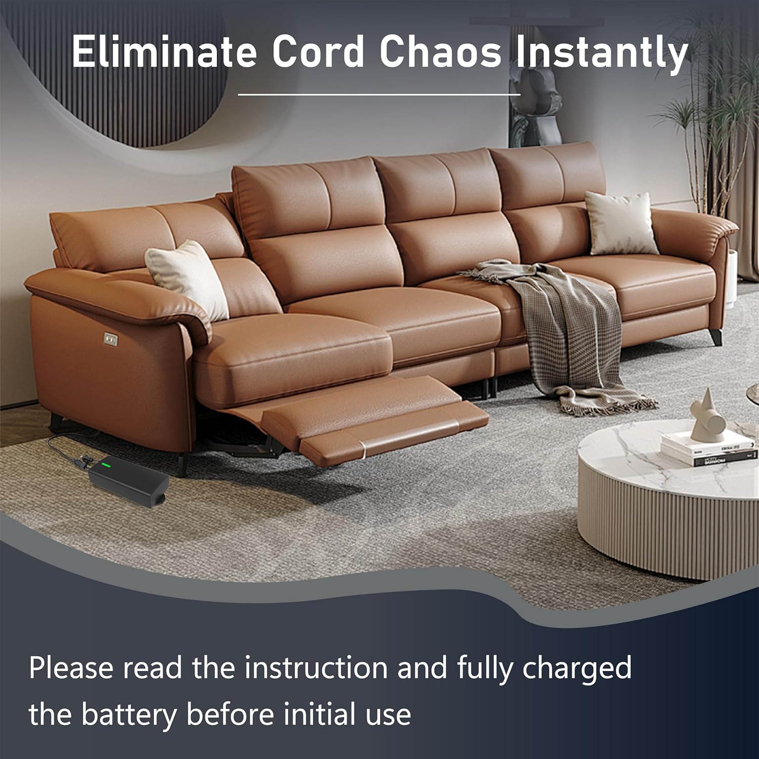 Universal Battery Pack for Reclining Furniture, 6000mAh Wireless Couch Battery Pack Rechargeable for Power Recliner, Power Sofa, Sectional