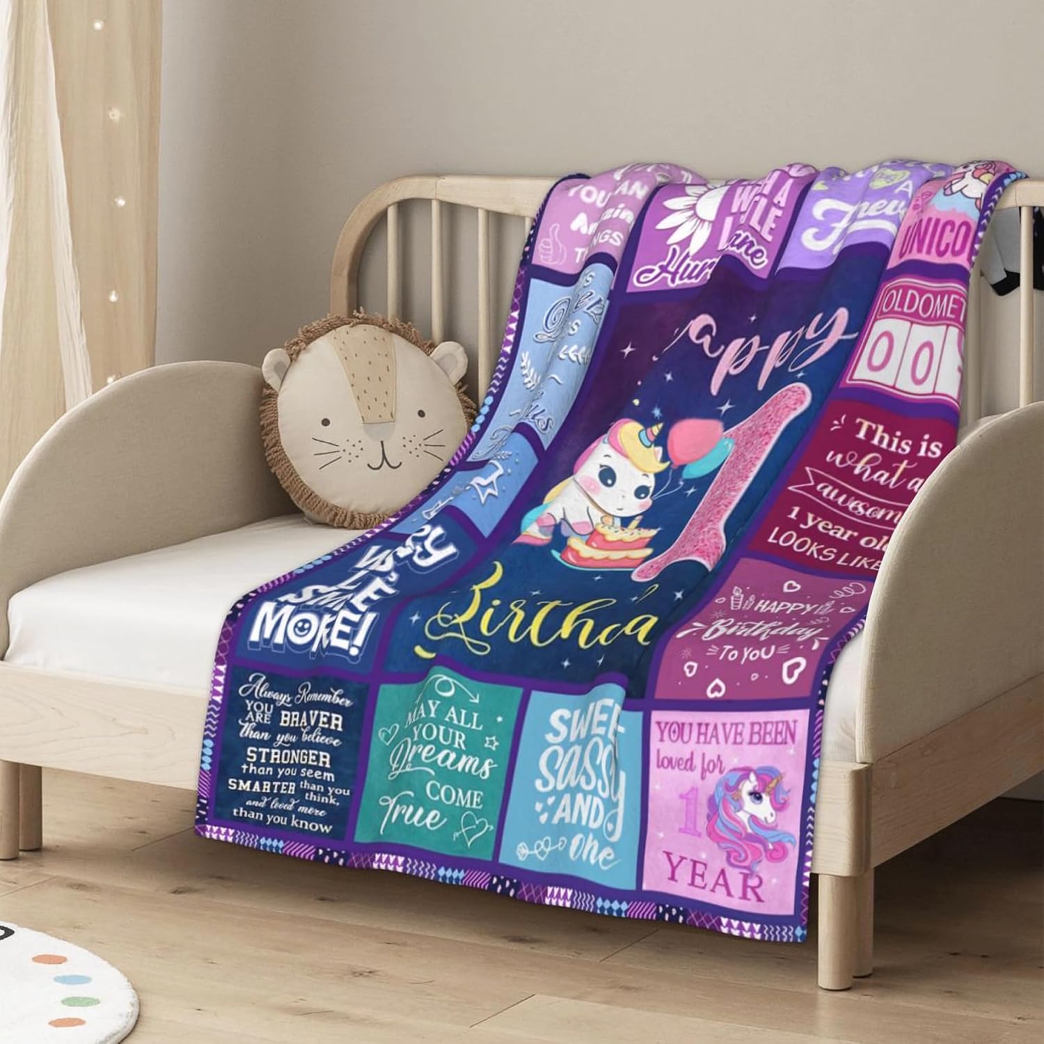 One Year Old Girl Birthday Gifts - Ultra Soft Blanket for 1st Birthday Girl Gifts,Present for One Year Old Baby Girl Celebration Fleece Throw Blanket 50"x40"