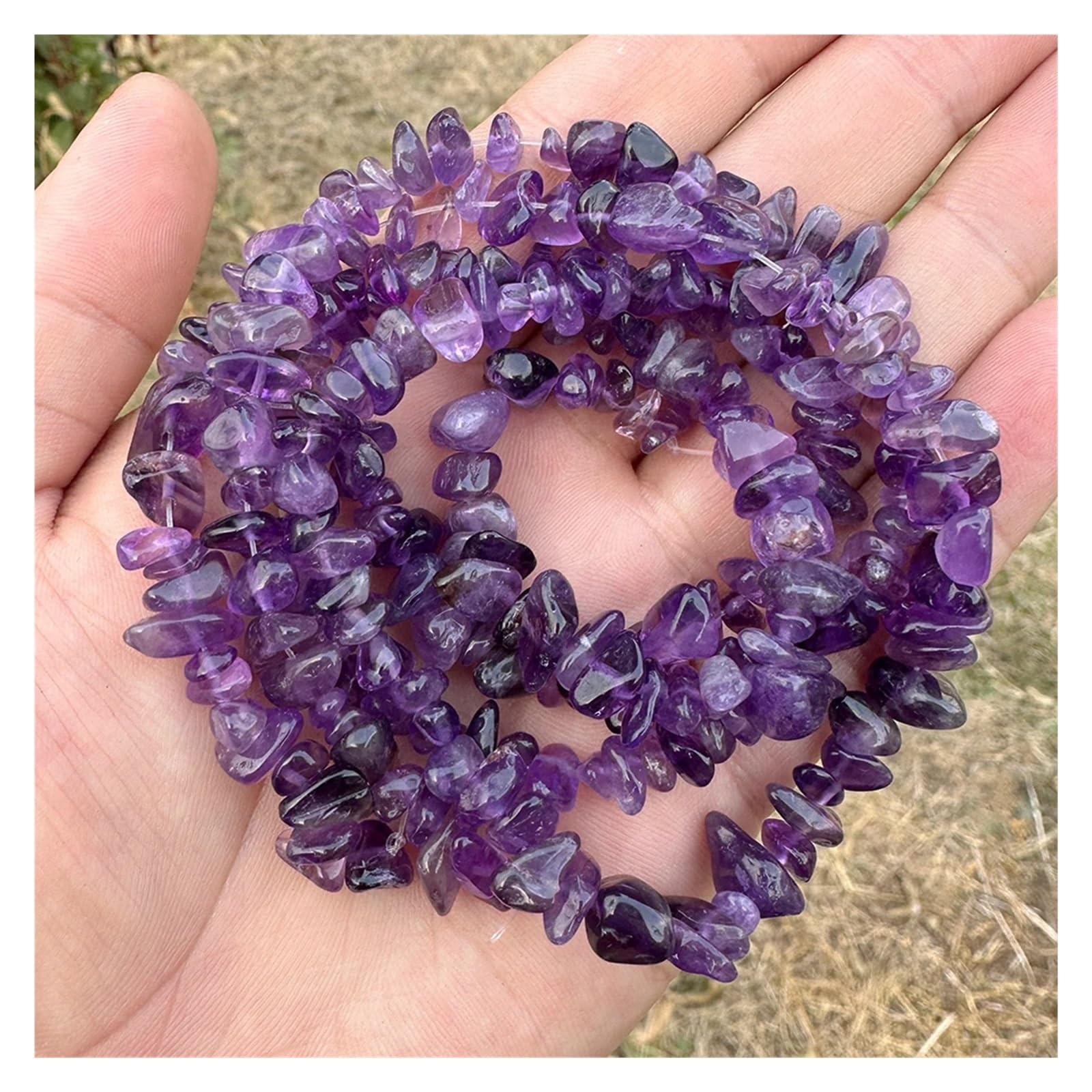 Perles d'améthystes et quartz jaune fluorescent pour création de bijoux DIY