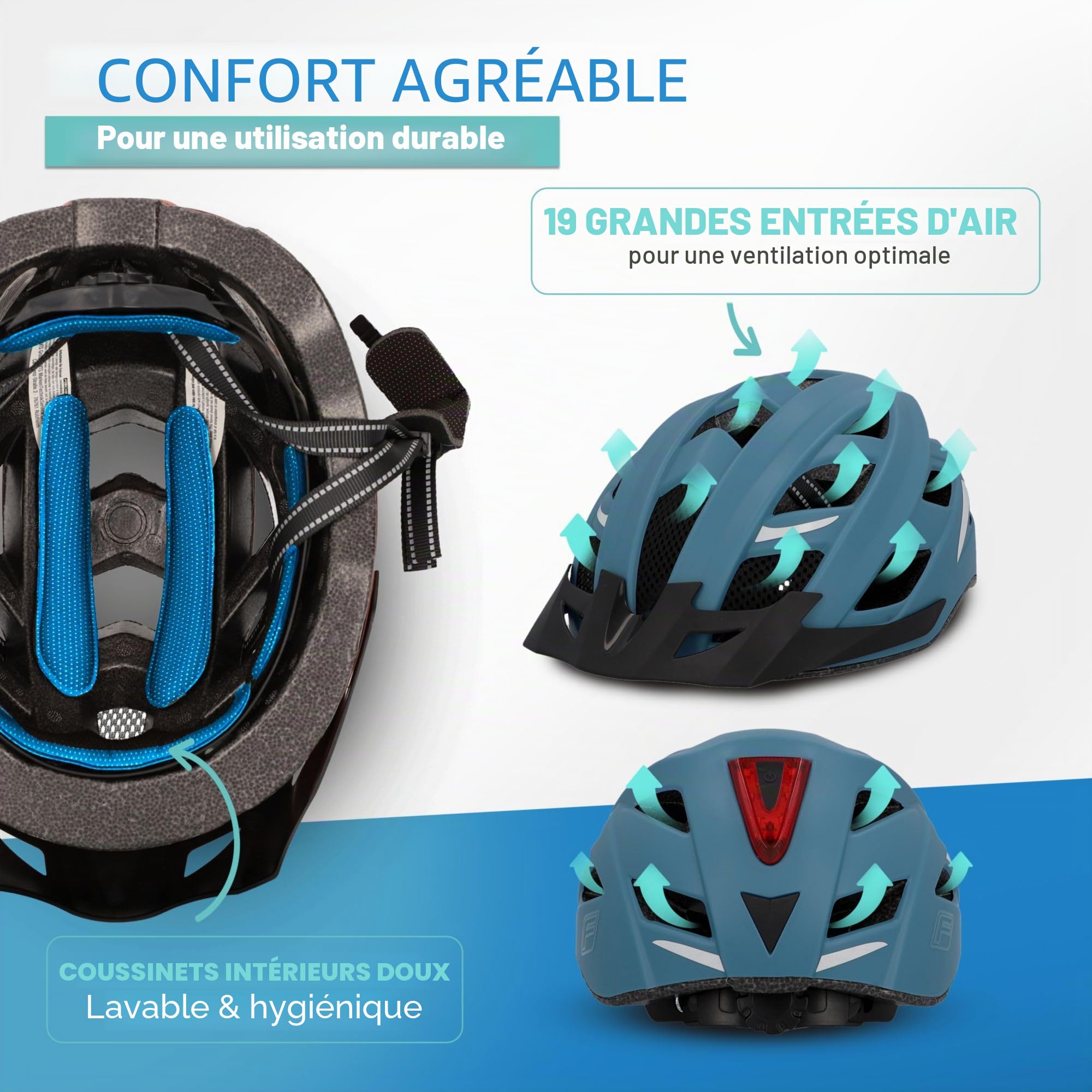 Fischer Urban Plus Casque de vélo avec feu arrière LED intégré pour Homme et Femme