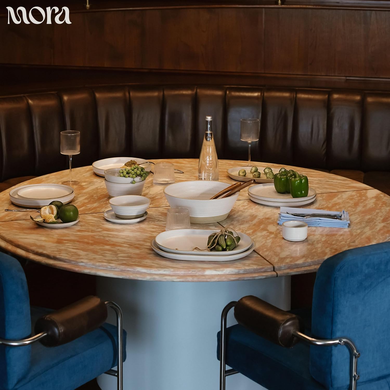 MORA Serving Platter Set of 3, Jumbo, Giant & Mega Ceramic Oval Platters for Serving, Microwave, Oven and Dishwasher Safe - Cloud