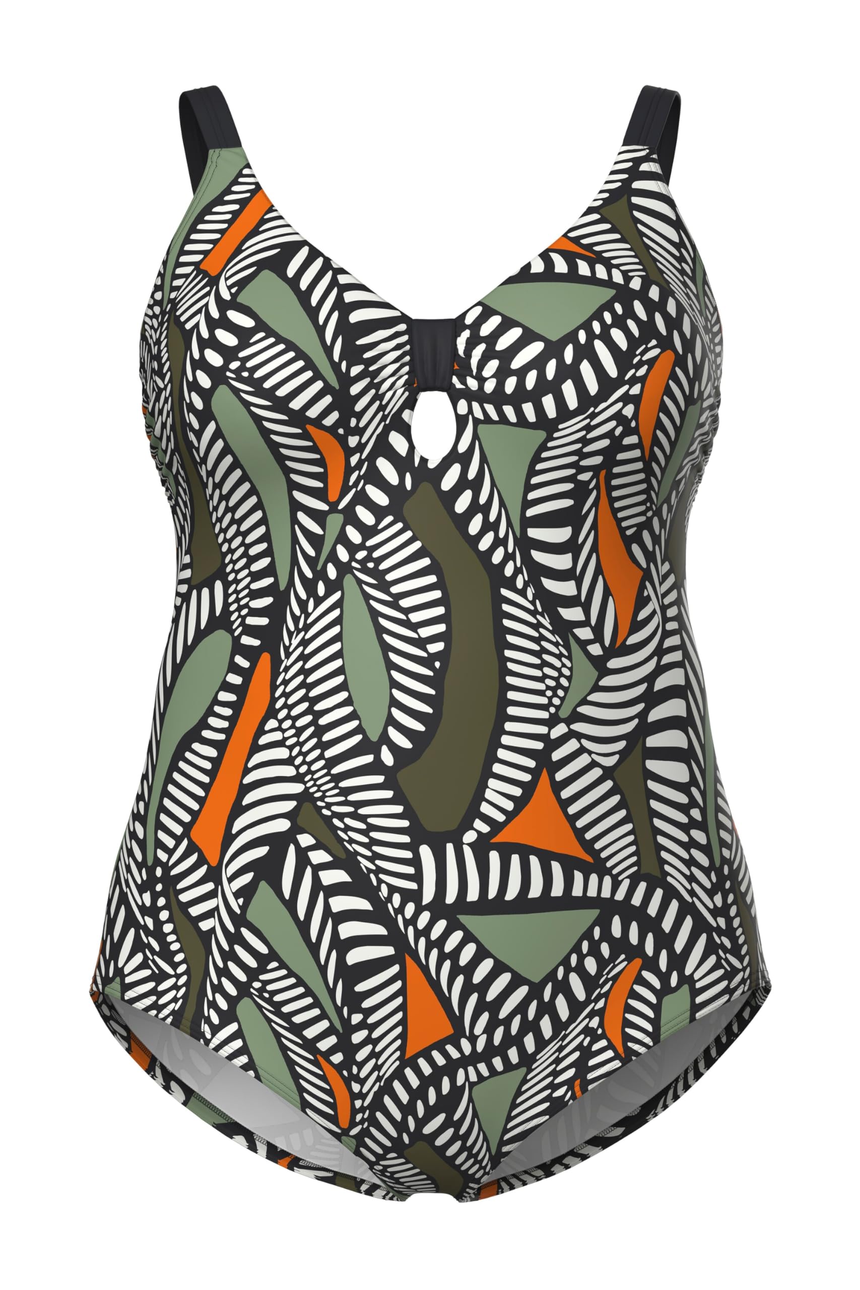 Ulla Popken Damen große Größen Übergrößen Plus Size Badeanzug, Zierknoten, Softcups, recycelt 846636