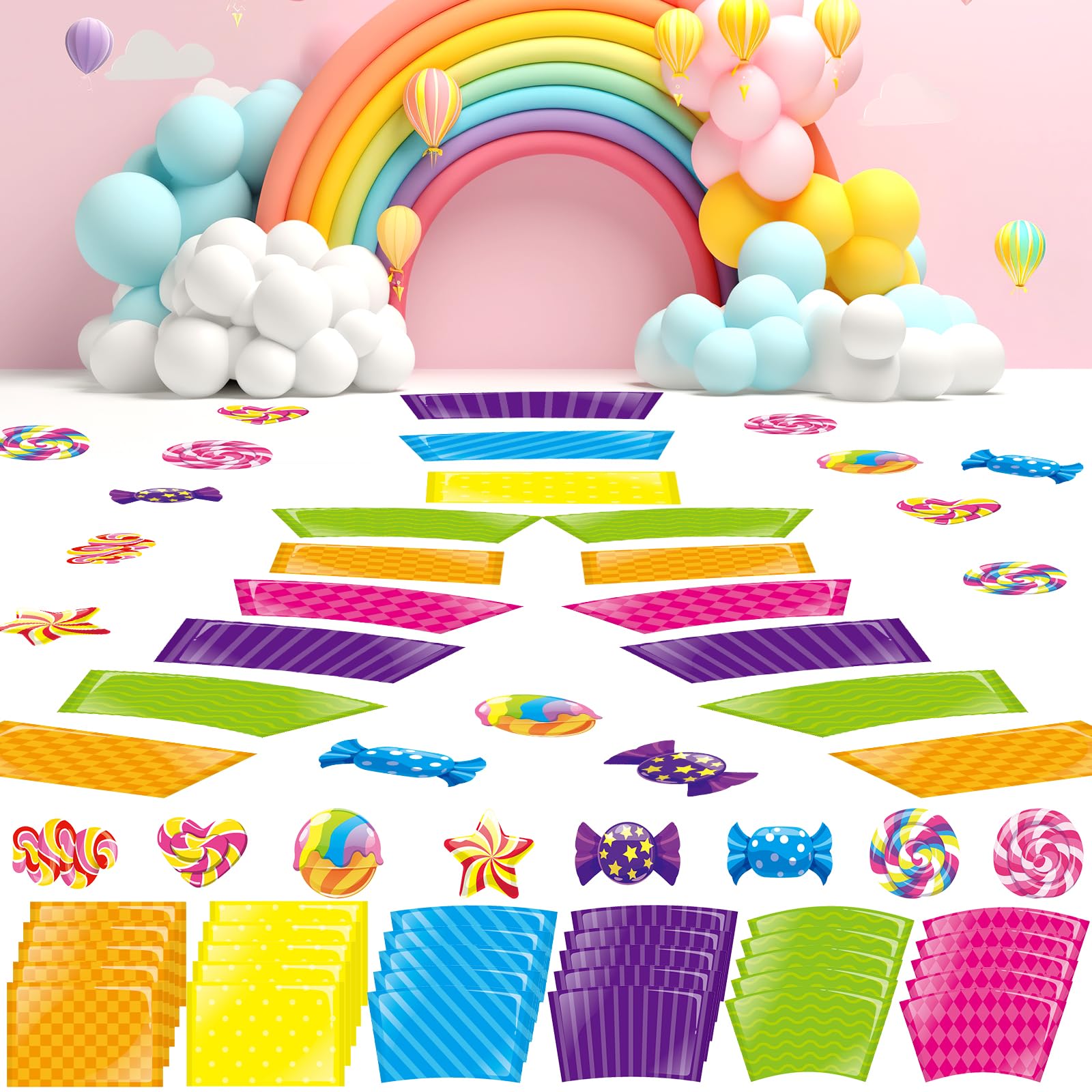 Autocollants de sol colorés en PVC imperméables et durables Lot de 46 pièces