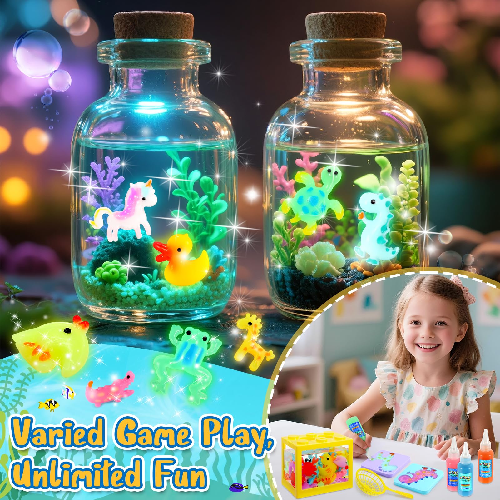 iKidiki Magiczna zabawka z żelem wodnym, kreatywna, magiczna zabawka wodna z 18 magicznym żelem i 16 formami, zestawy do malowania wodnego dla dzieci w wieku 5, 6, 7, 8, 9 lat