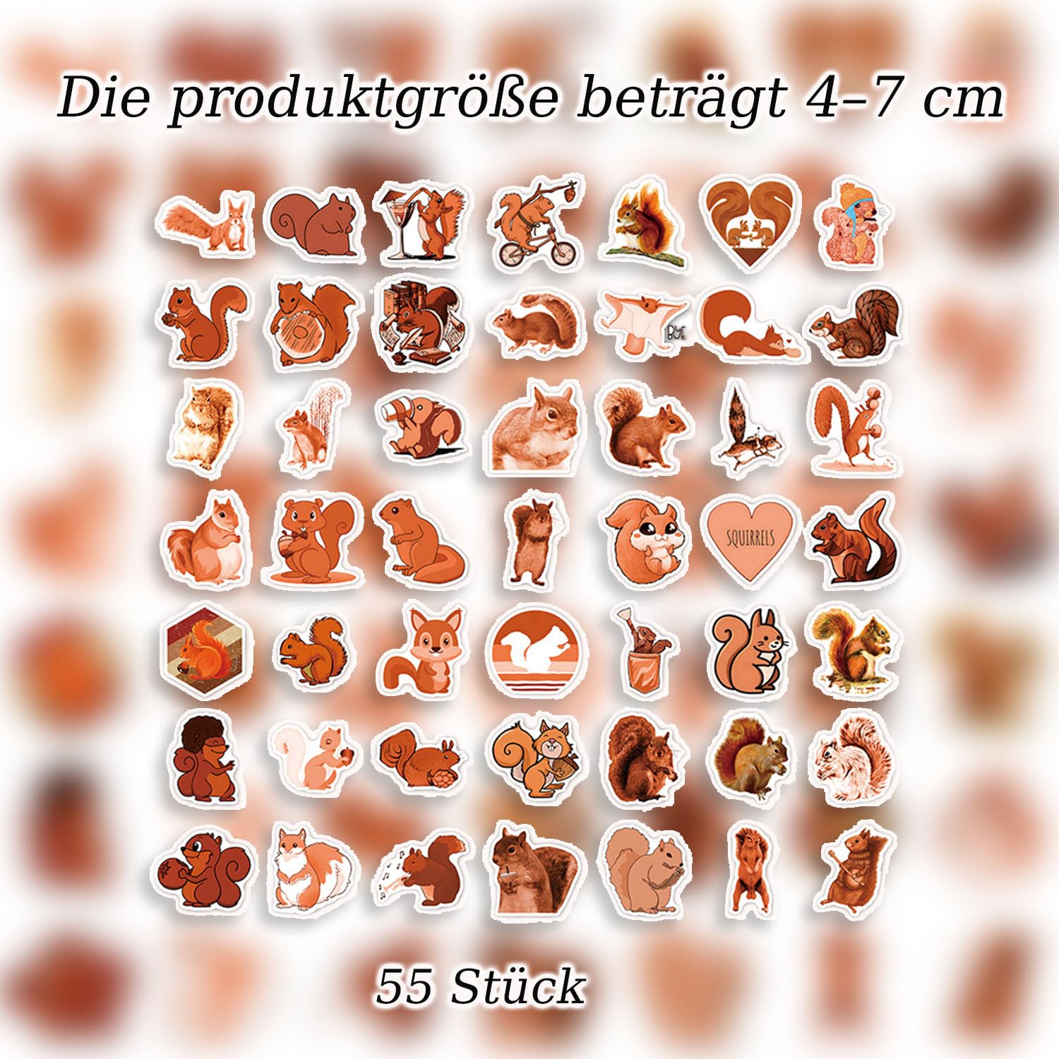 60 Stück Eichhörnchen-Aufkleber Set – Wasserfeste Vinyl-Sticker Für Laptop, Skateboard & Mehr