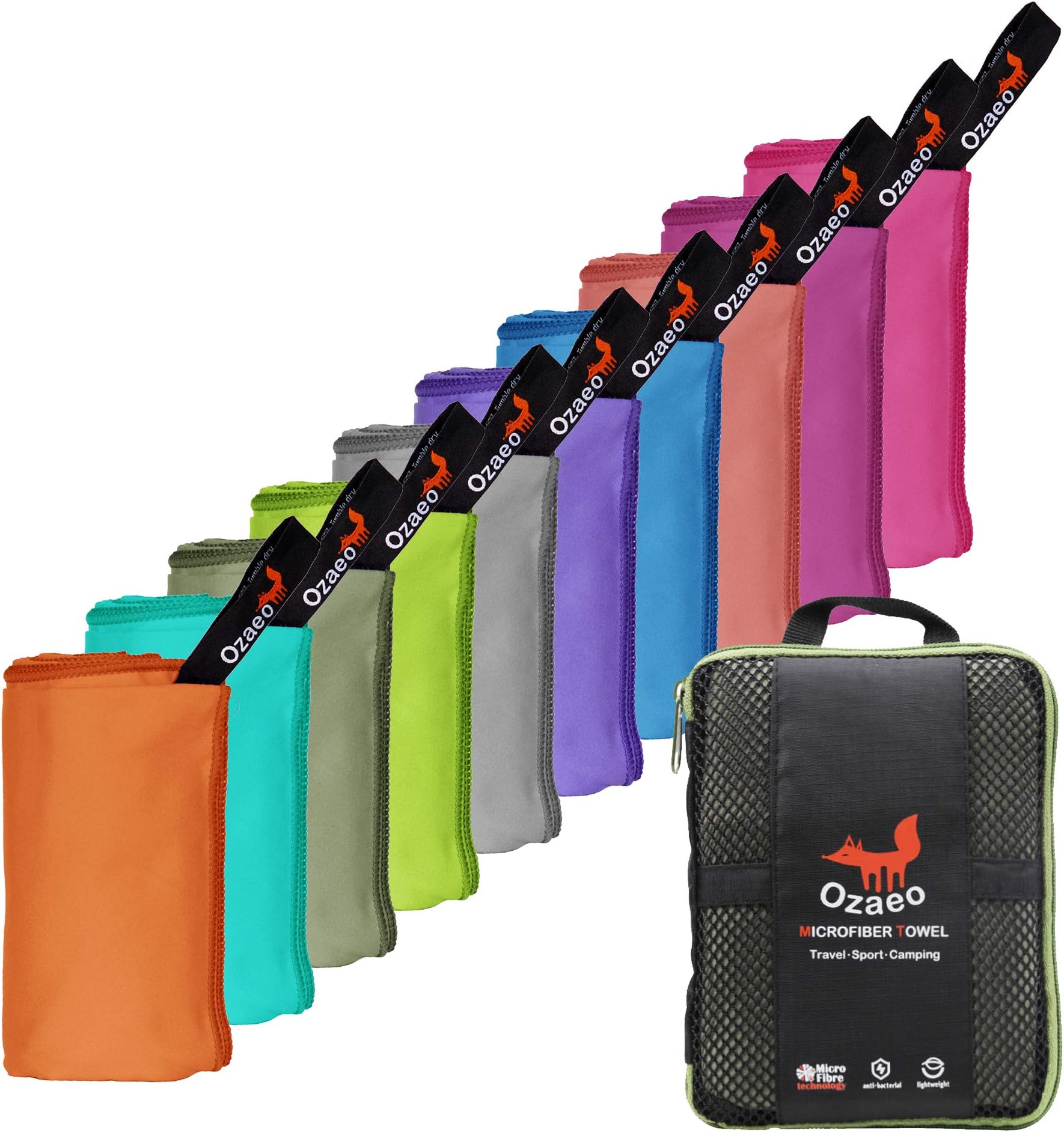 Ozaeo Microfiber Camping Towel Quick Dry Lightweight Travel Gym Towel Super Absorbent Beach Towel for Sports Backpacking Swimming Yoga Cycling Hiking