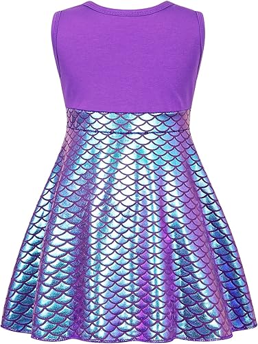 Miniatura 2 de HenzWorld Vestido de princesa de sirena para niñas pequeñas, disfraz de juego de simulación, Navidad, cumpleaños, regalo de sirena