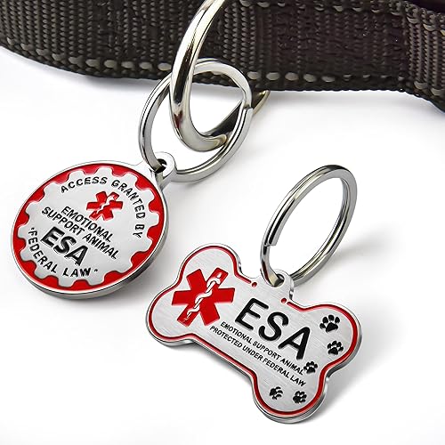 Miniatura 2 de Etiqueta ESA personalizada grabada  Etiquetas de animales de apoyo emocional personalizadas para perros y gatos  Insignia de nombre de mascota de