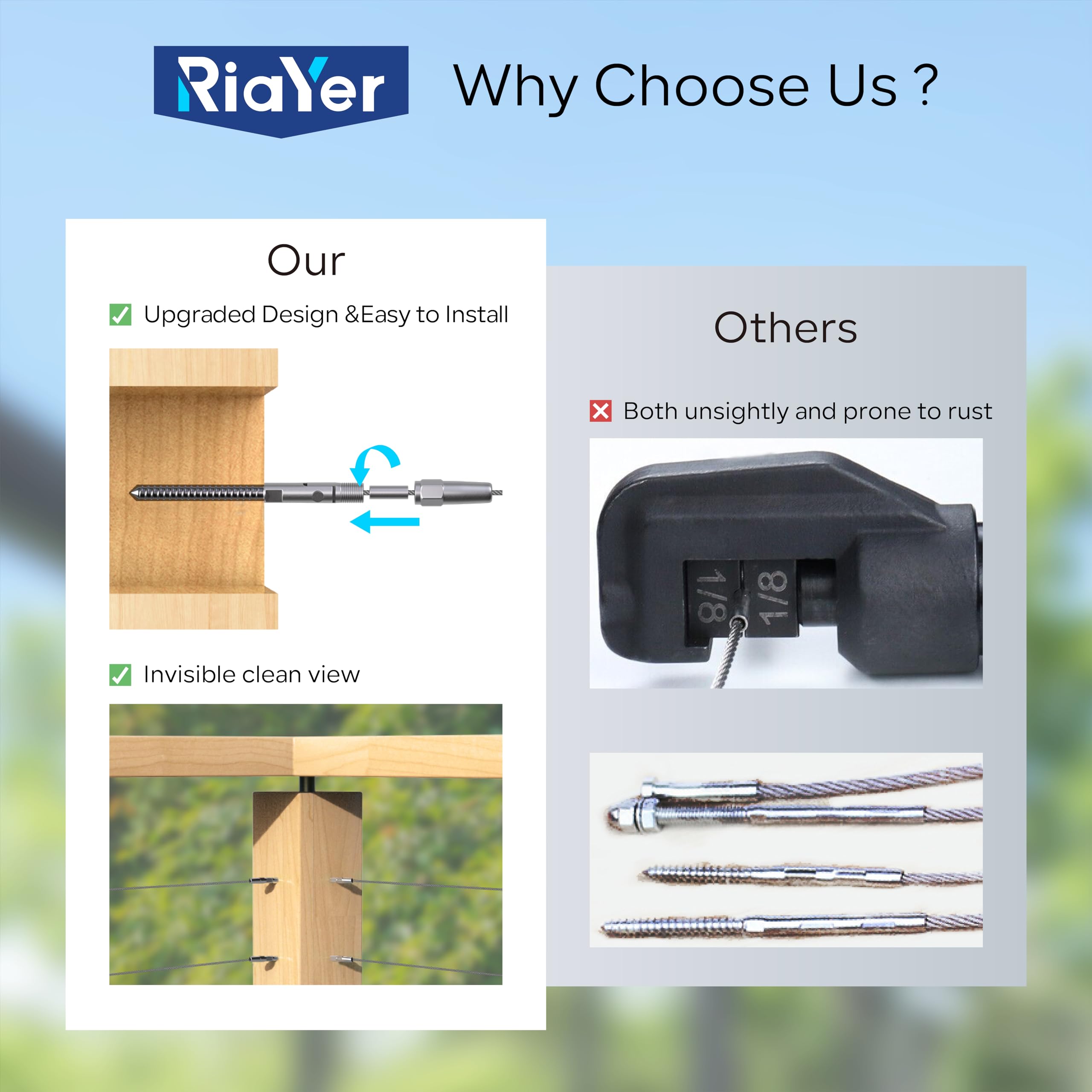 Riayer 20 Pack Black Cable Railing Kit,Invisible Crip Fitting - Want - View #5