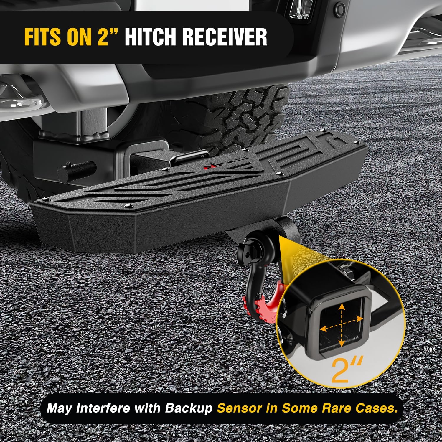 Nilight Hitch Step 2 Inch Receiver Universal Trailer Hitch Step Armor with Anti-Theft D-Ring Shackle Hitch Lock Stabilizer Anti-Slip Design Rear Bumper Guard for Pickups Trucks Vans SUVs ATVs - Image 8