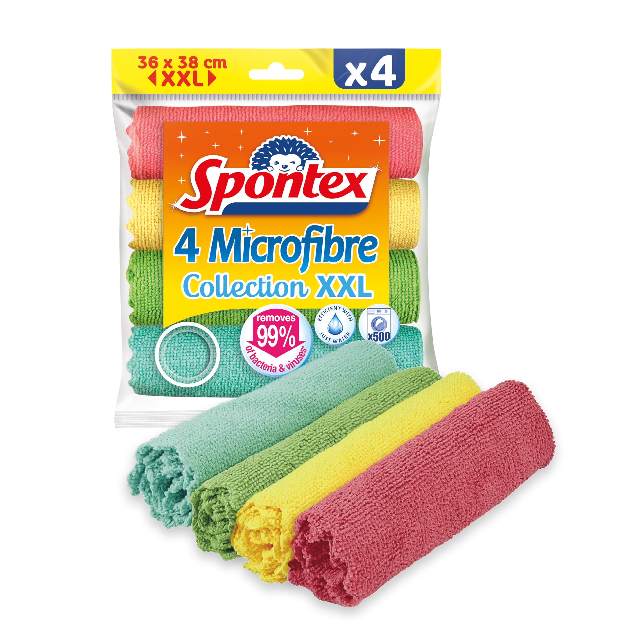 Spontex Colourful Mf Collection 2+1 Microfibre Cloth, Multi-Colour, Pack Of 3 (1 Piece)