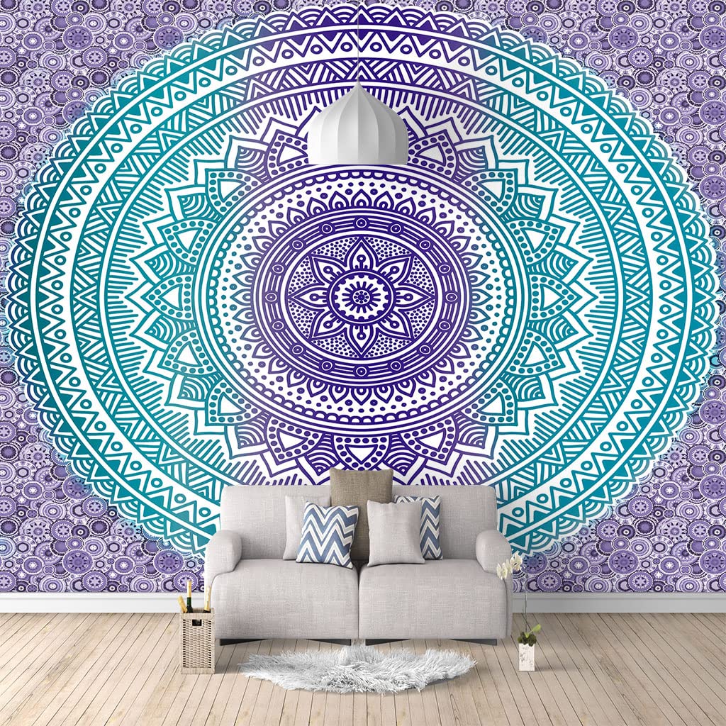 Papier peint intissé mandala boho 350x256 cm pour décoration murale de salon
