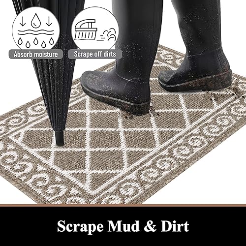 Miniatura 3 de HEBE Alfombra para Puerta Interior 20''x32'' Alfombras de Bienvenida Antideslizantes para Puerta Principal Alfombras Lavables para Zapatos Atrapa