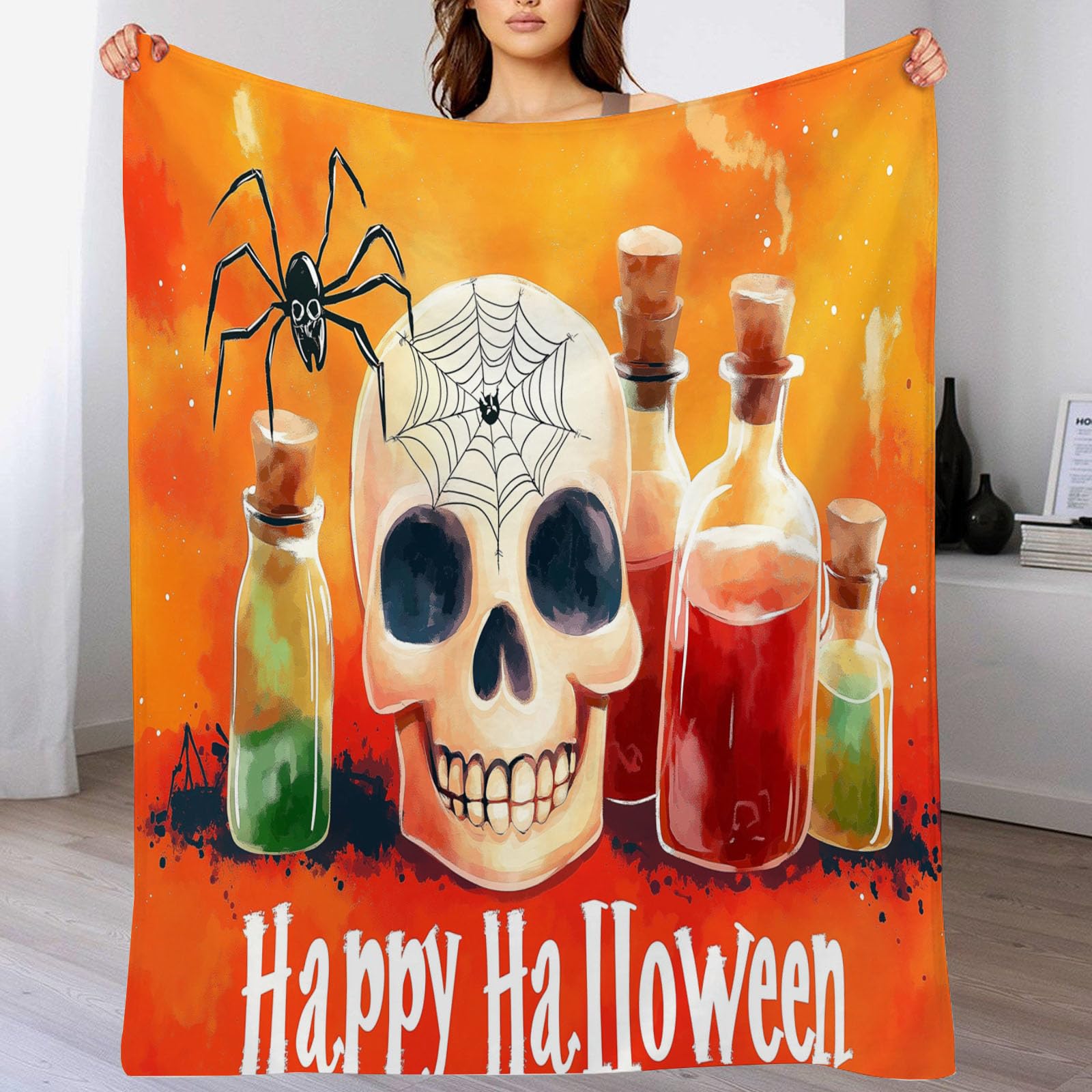 Plaid 200x200cm Halloween frissonner de plaisir sur votre canapé