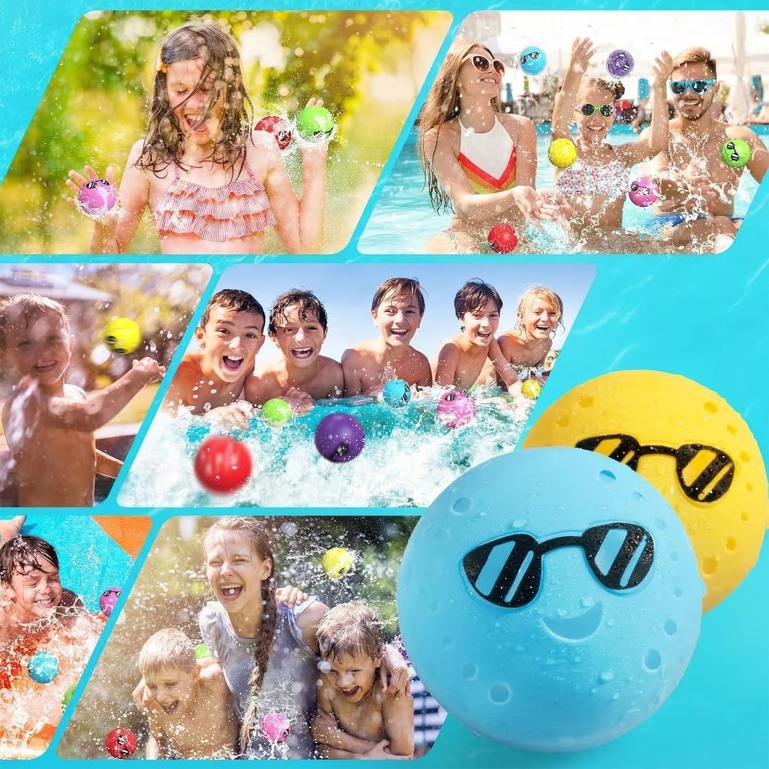 Magnetic Reusable Water Balloons, Quick Fill Self Sealing Silicone Splash Balls for Kids, Pool Beach Backyard Summer Outdoor Toys (6)