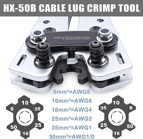 Miniatura 5 de Yangoutool Herramienta de prensado de cable de terminal de batería AWG 10, 2, 4, 6,8,10 para electricista, crimpadora de cables para electricista,