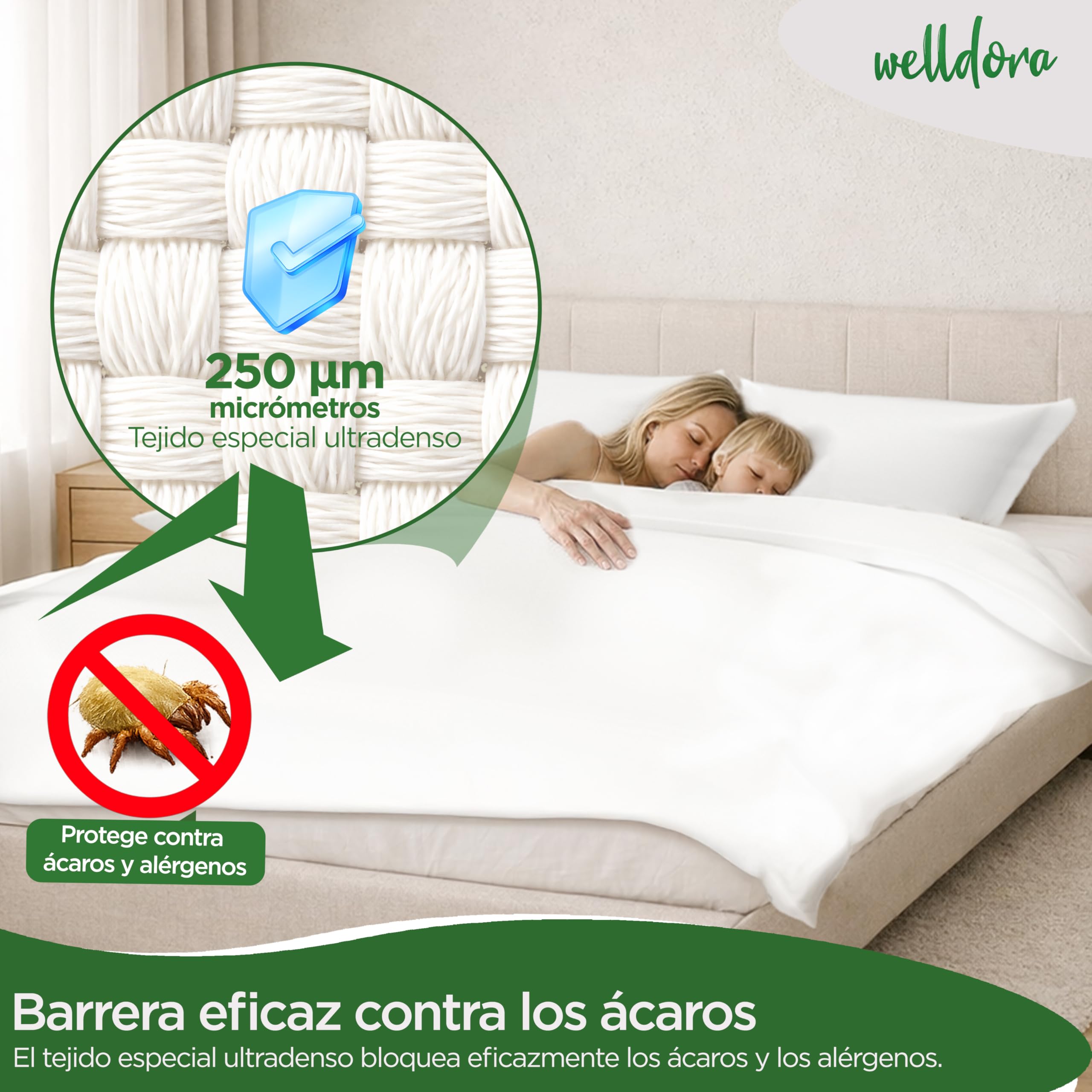 Welldora ǀ Funda Protectora Antiácaros para Nórdico 220x240 ǀ Funda Nórdica para Alérgicos Testada ǀ Protector de Edredón de Primera Calidad contra Ácaros y Chinches ǀ Ropa de Cama para Alérgicos